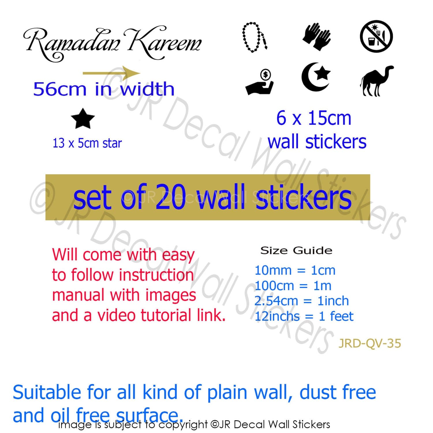 Ramadan Kareem Islamic Wall Sticker Arabic Art Vinyl Decal Shop Window Decor - image 5