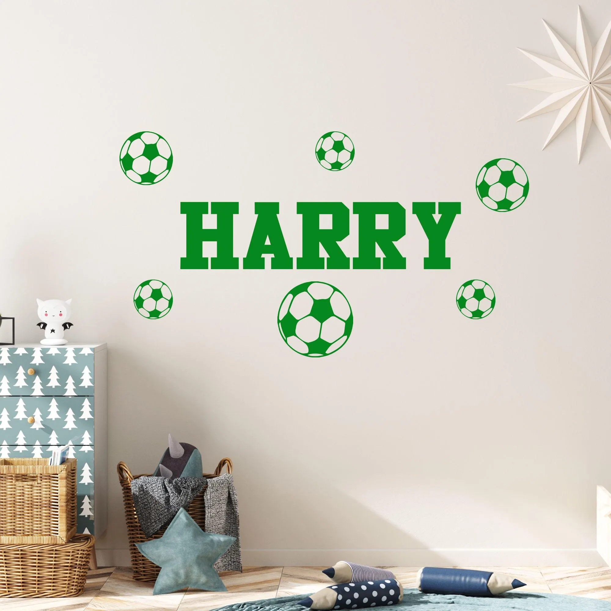 Personalised Football Wall Decals, Custom Name Stickers Boy's Room Sports Decor - image 4