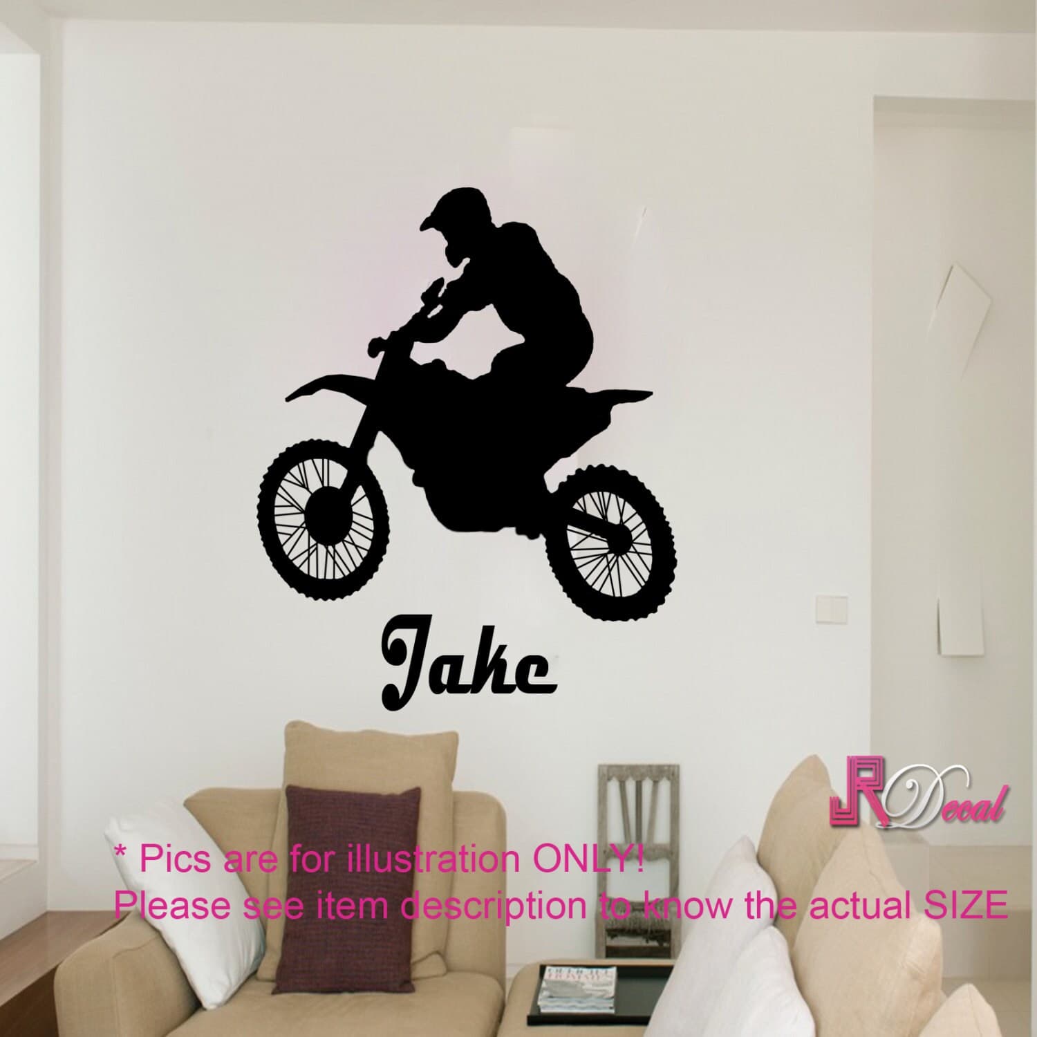 Personalized Motocross Wall Decal, Boys Room Decor - image 3