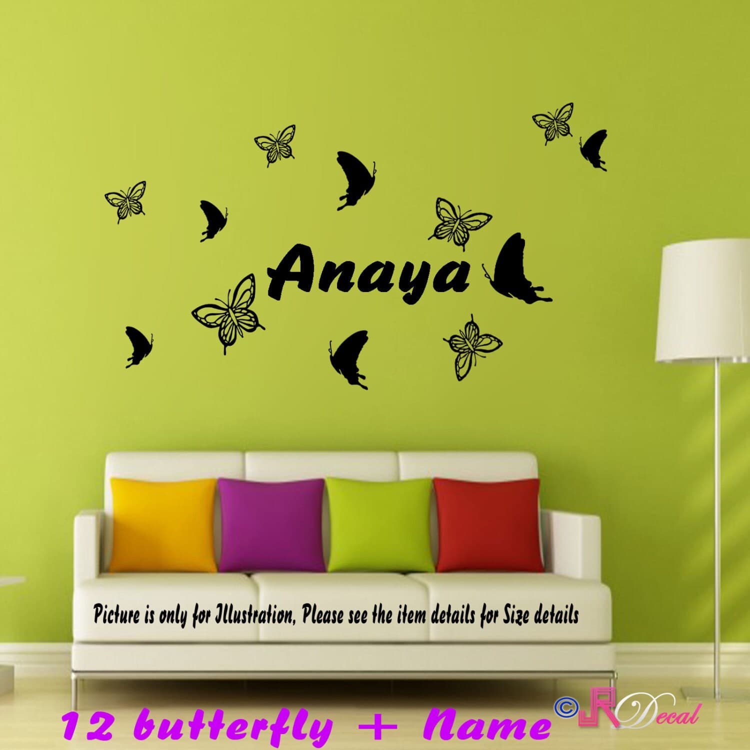 Custom Name Butterfly Wall Decals for Nursery and Kids Room