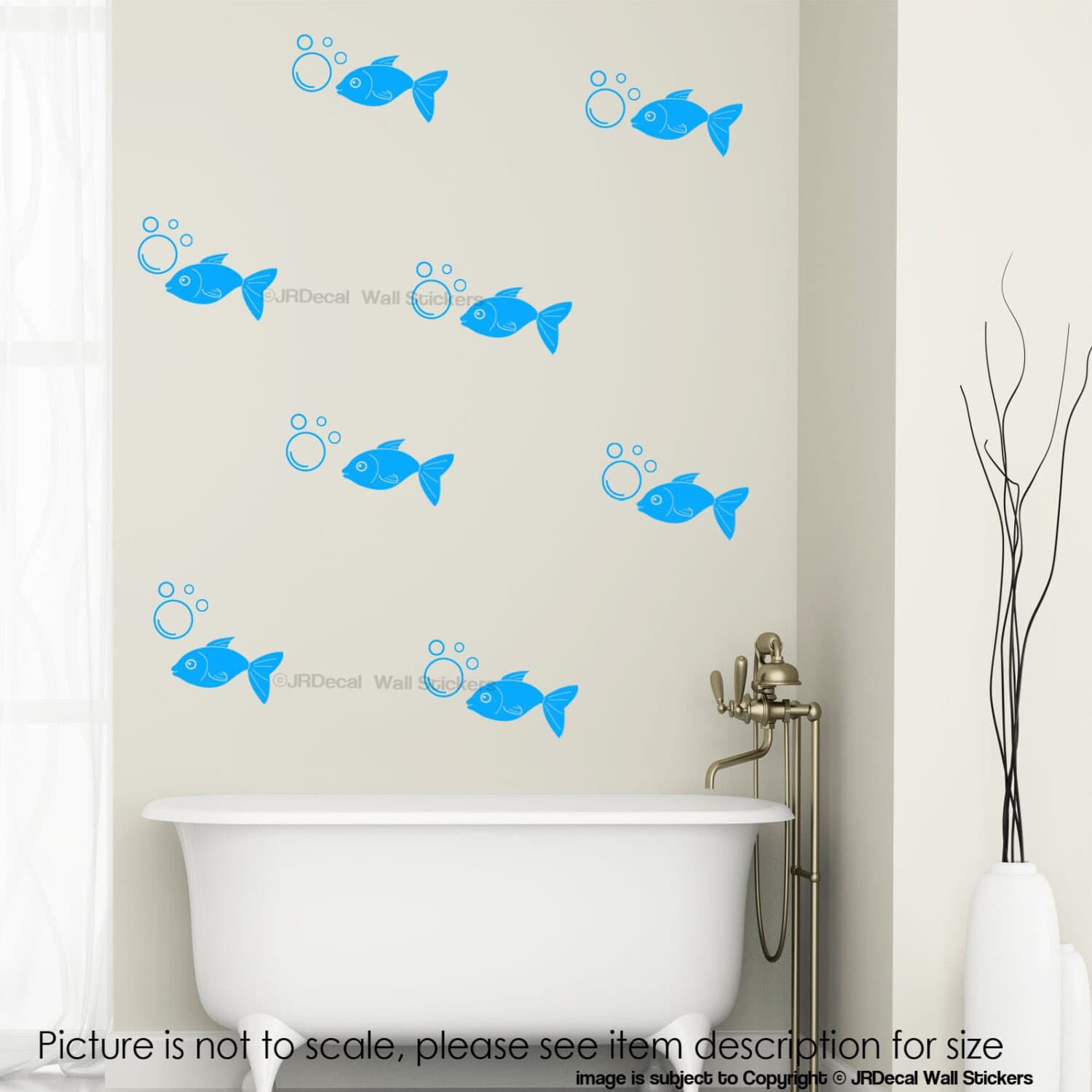 35 pice Bubble and Fish Wall Stickers Kid's Bedroom Washroom Showerroom Vinyl Tile Decals - image 5