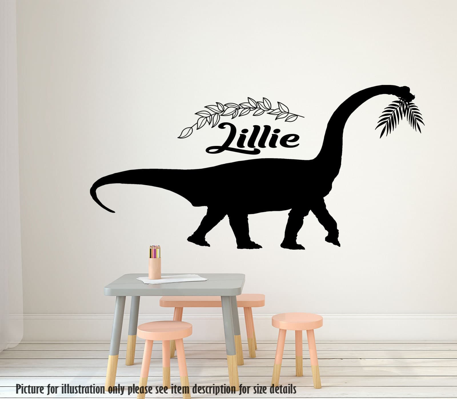Personalized Diplodocus Dinosaur Wall Decal, Nursery Wall Art - image 3