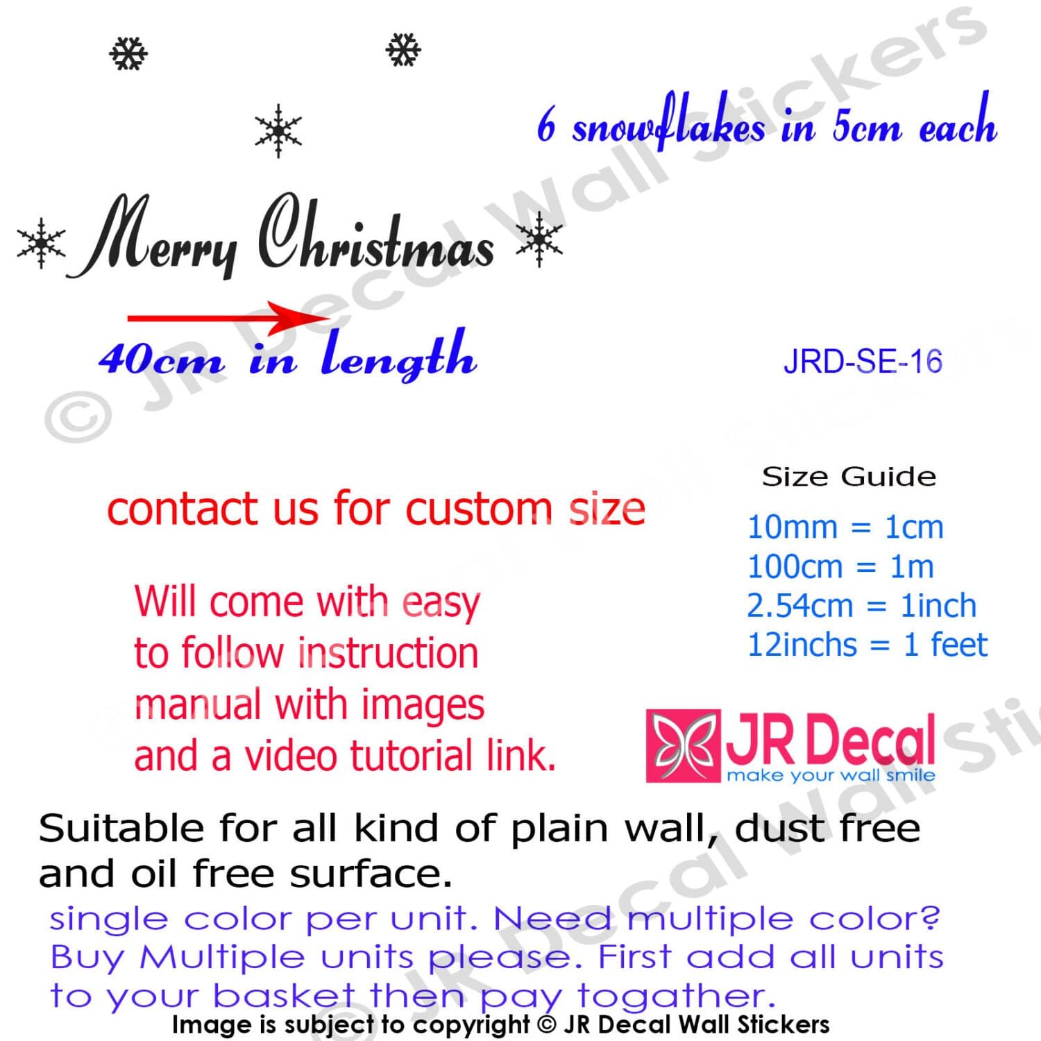 Christmas Door Sign Vinyl Wall Sticker size details