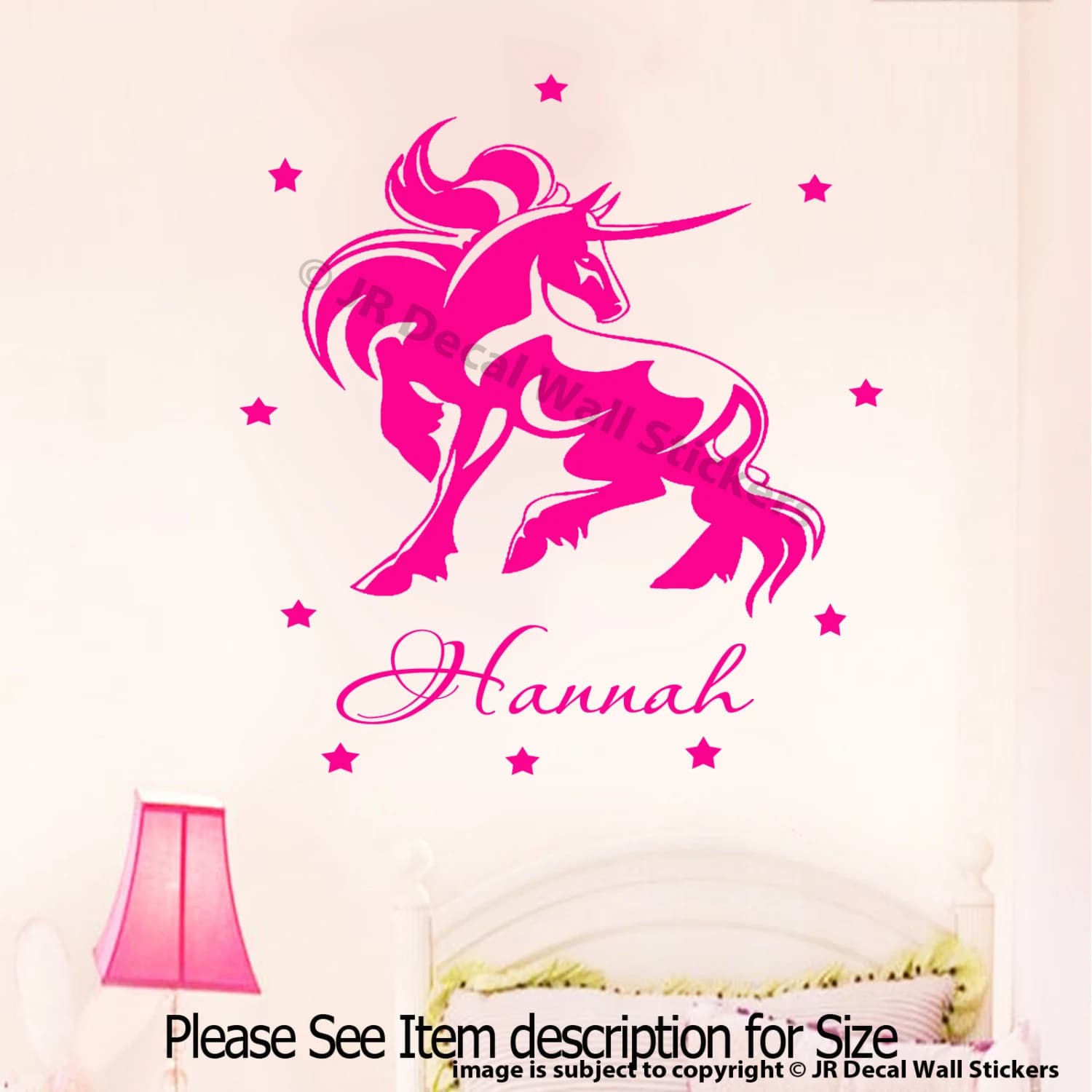Personalized Unicorn Name Vinyl Wall Decal with Stars - image 3