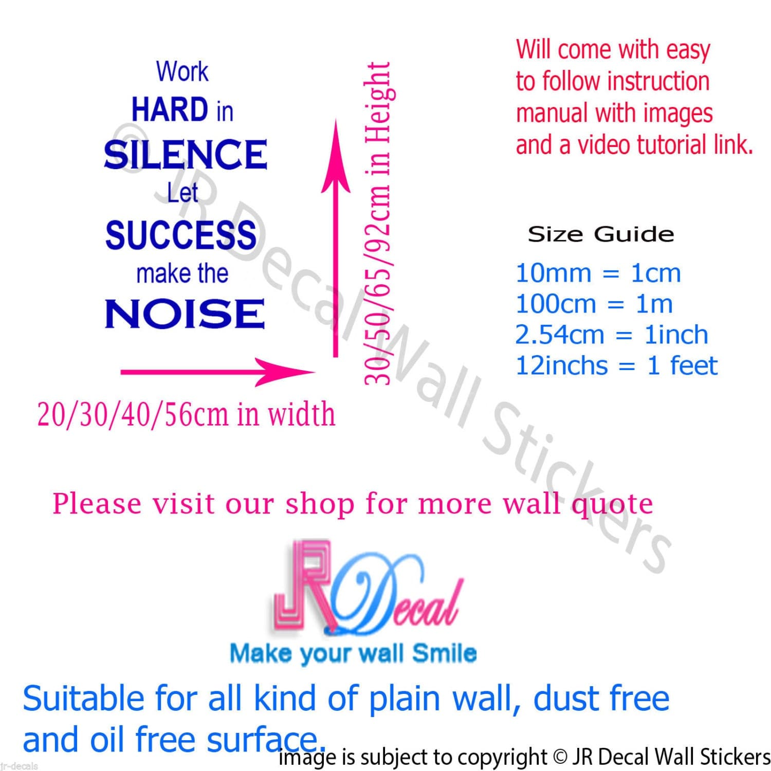 Work Hard in Silence Quote Vinyl Wall Decal - image 3