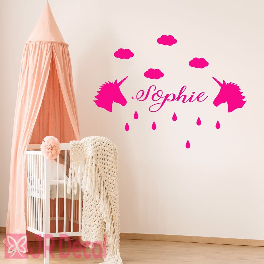 Unicorn wall decal with personalised Name Removable Vinyl wall Sticker Girls Room  Decor Art - image 3