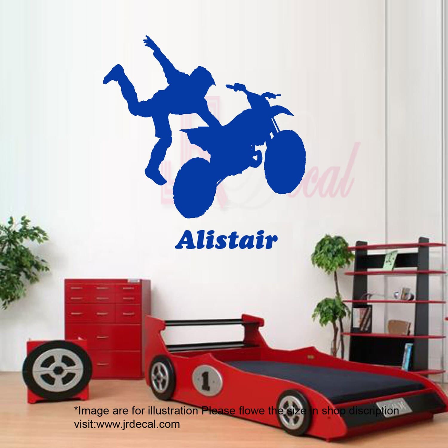 Extreme Bike Game Jumping Boy Vinyl stickers personal Name Room wall decal Mural - image 3