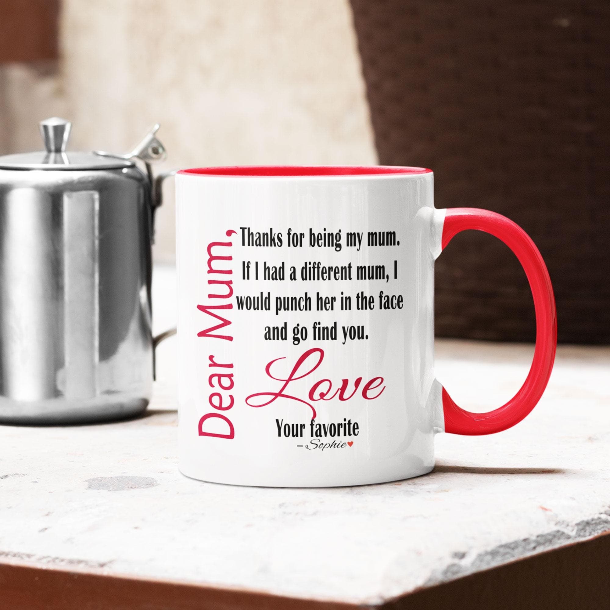 Custom Name Coffee Cup with Funny Quote Print, Unique Mother’s Day Gift