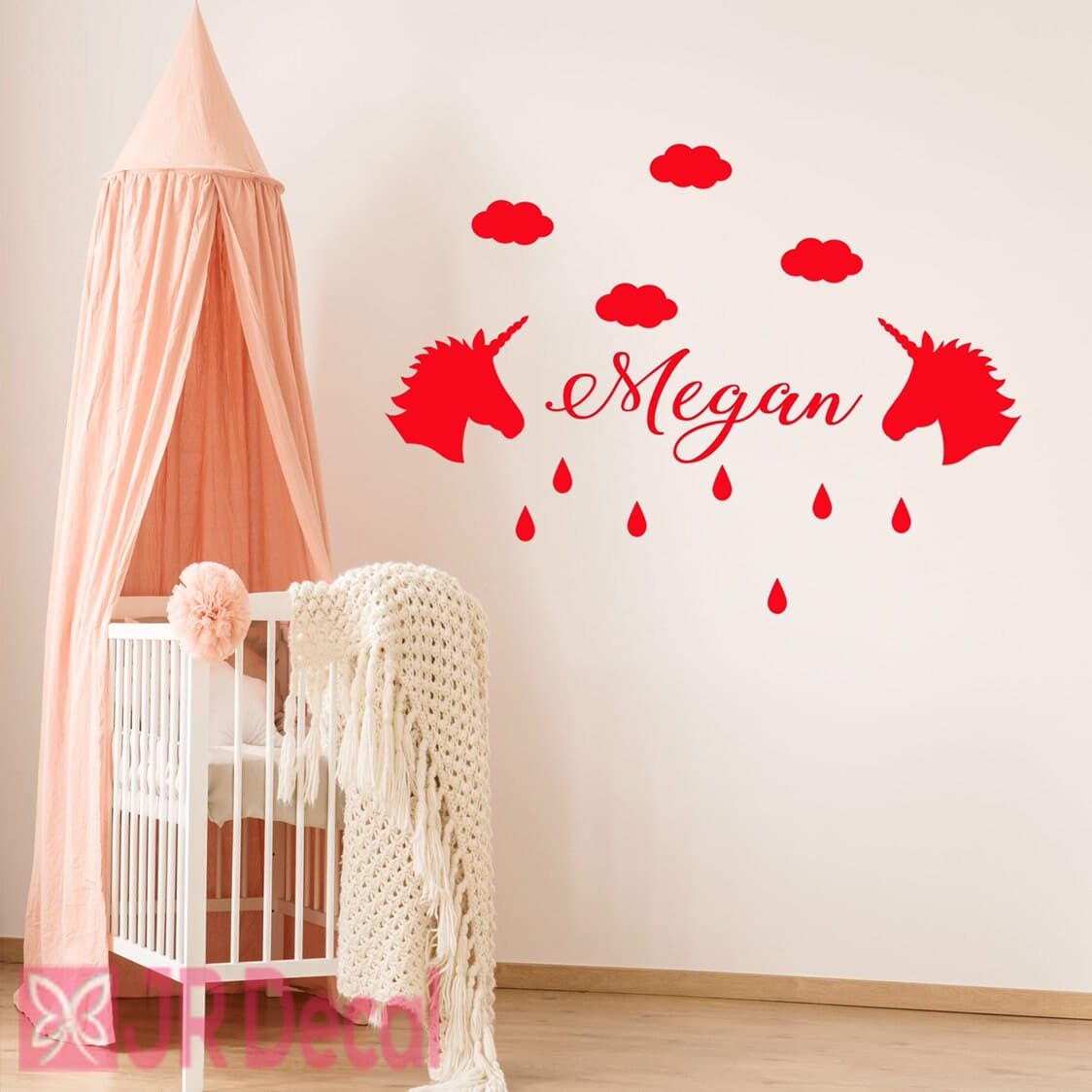 Unicorn wall decal with personalised Name Removable Vinyl wall Sticker Girls Room  Decor Art - image 5