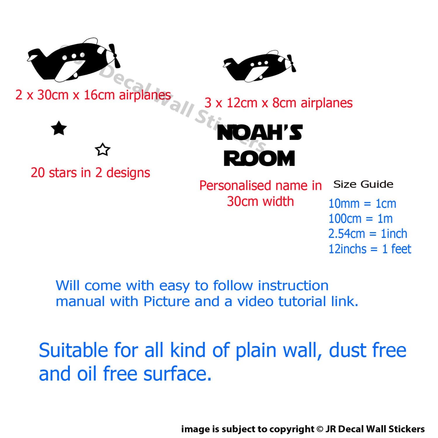 Personalized Airplane Wall Decal – Nursery Room Decor - image 5