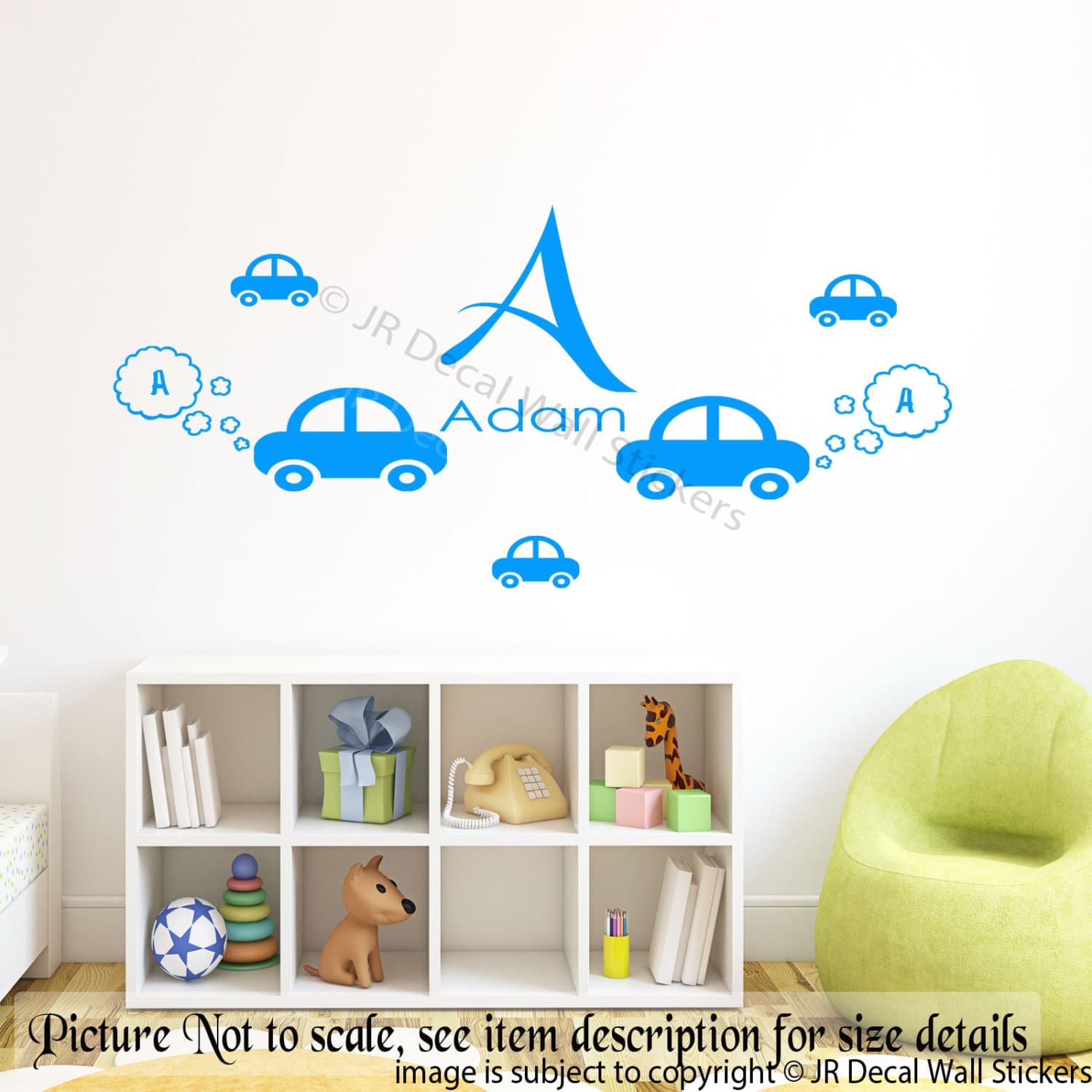 Car Wall decals Personalized Name Initial Removable Vinyl Sticker Boy's Room Decaor Art - image 3