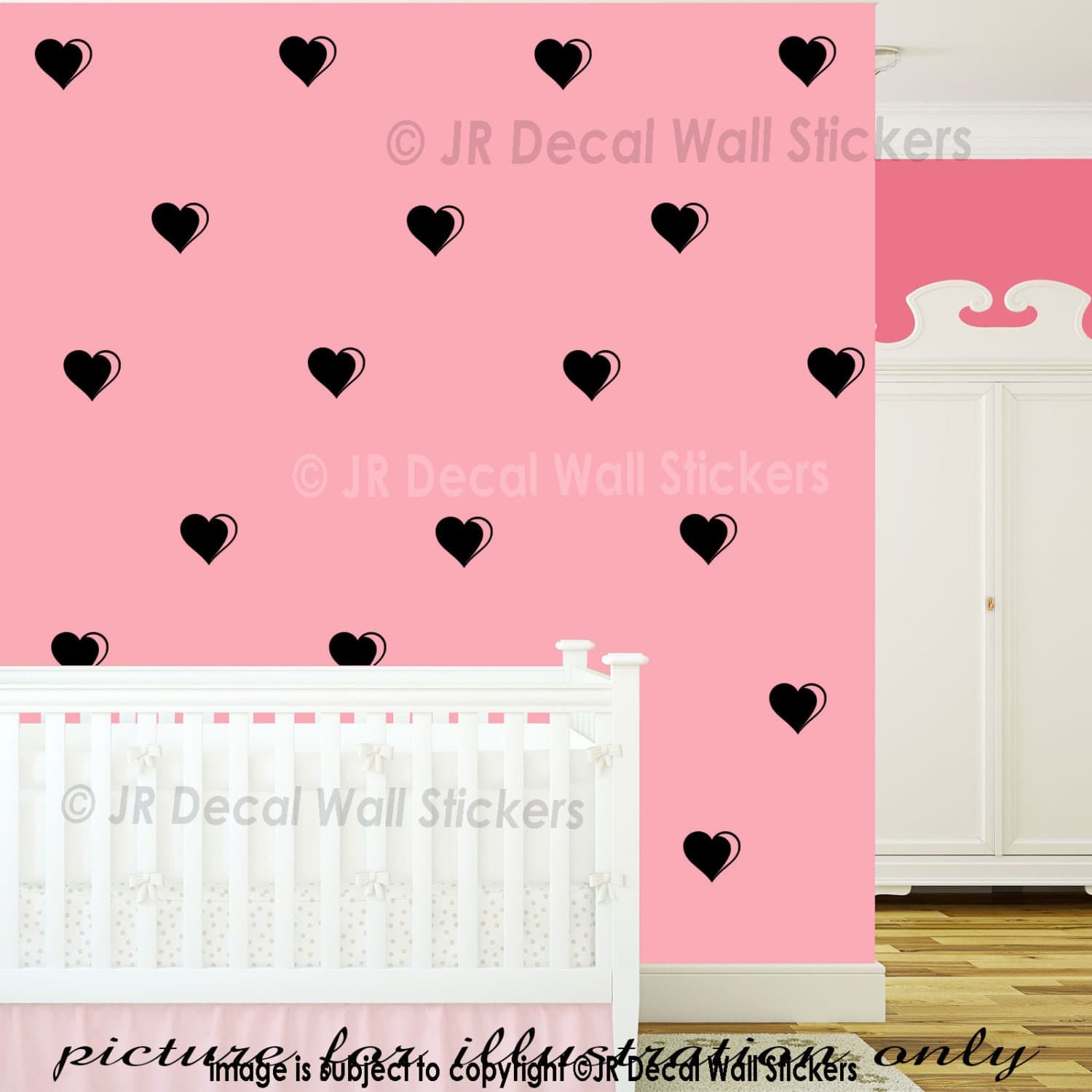 Heart Wall Decals (Set of 10) - 10cm Bedroom Decor - image 3