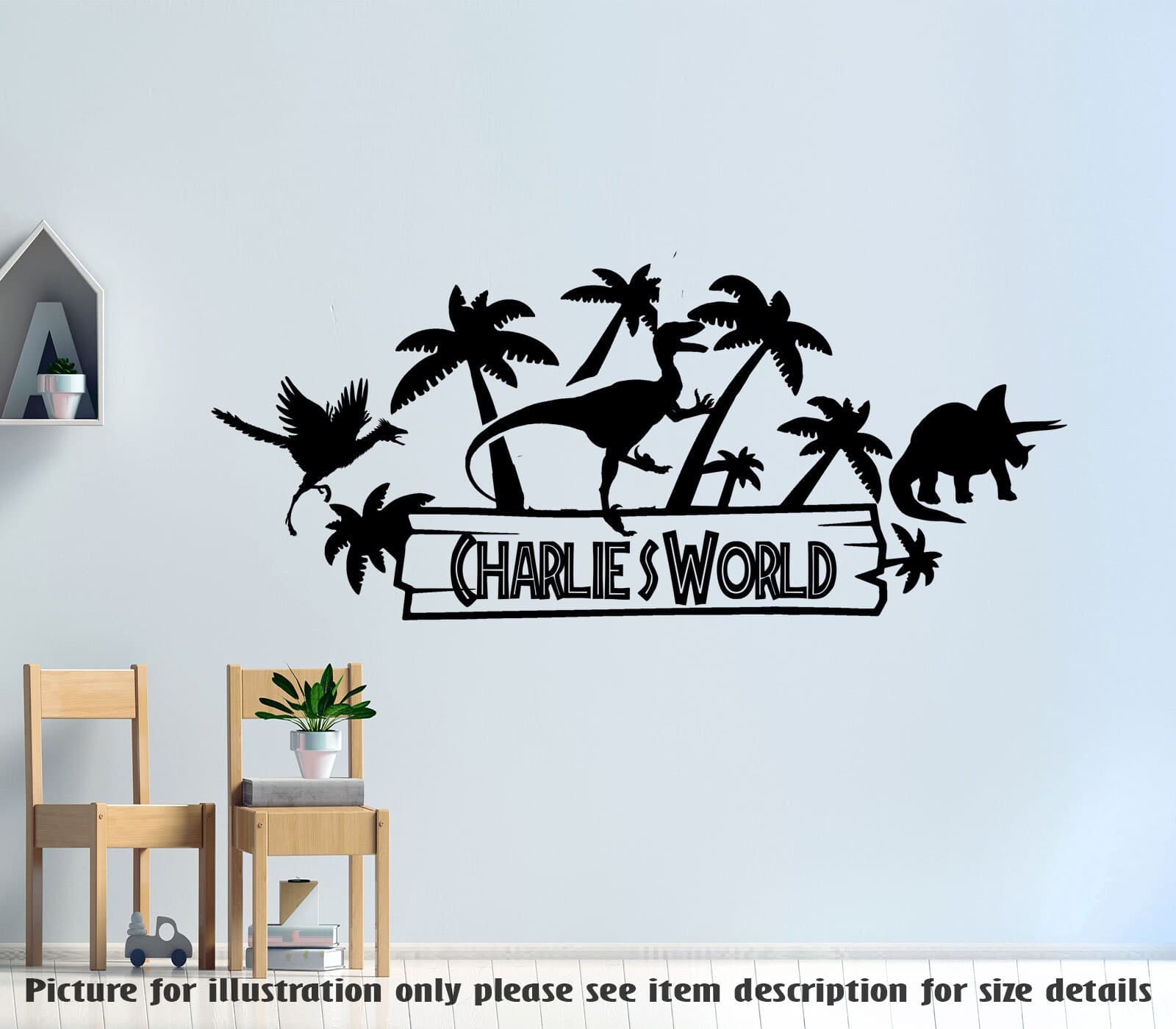 Personalized Dinosaur Wall Decal, Jurassic Theme Nursery Decor