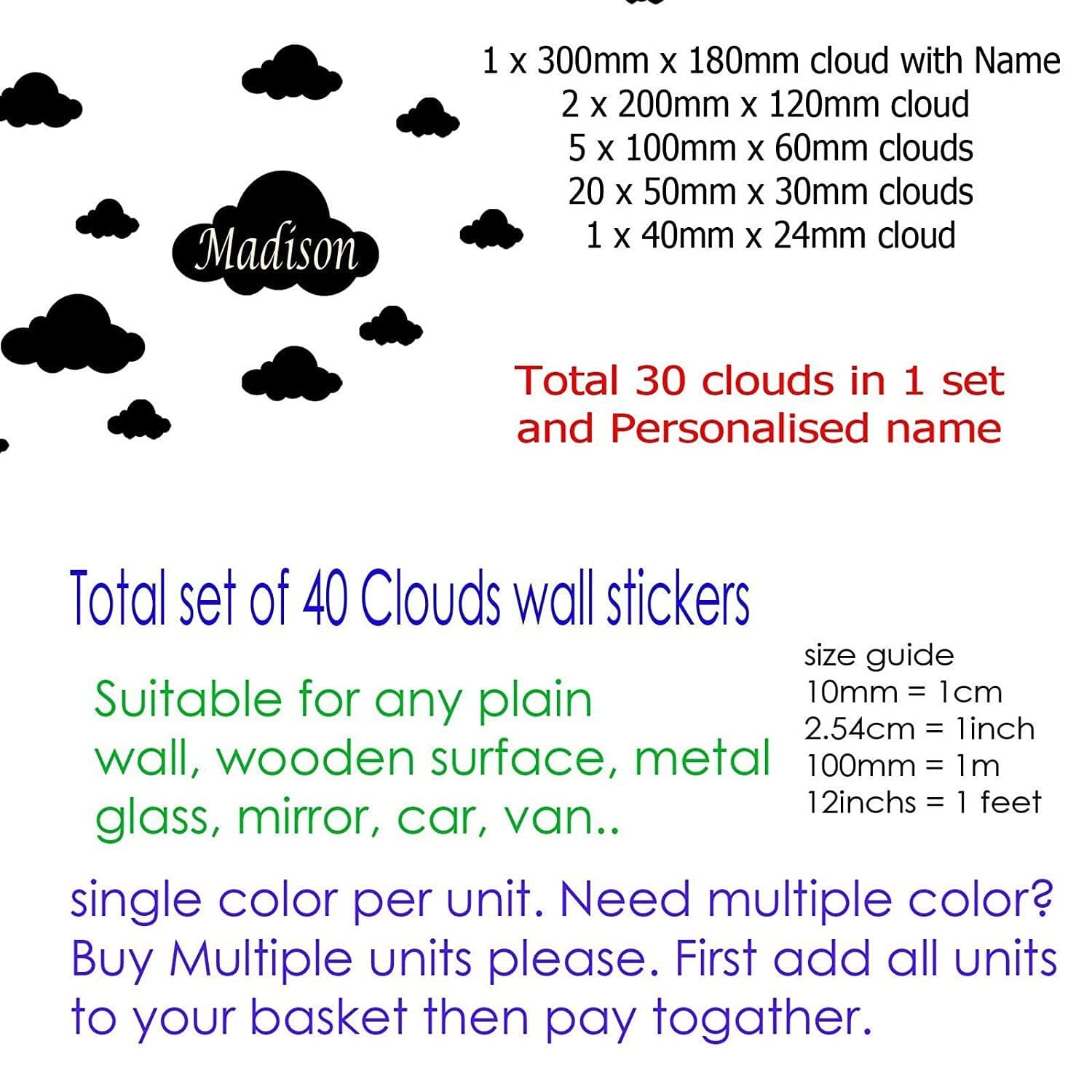Custom Name Cloud Wall Stickers