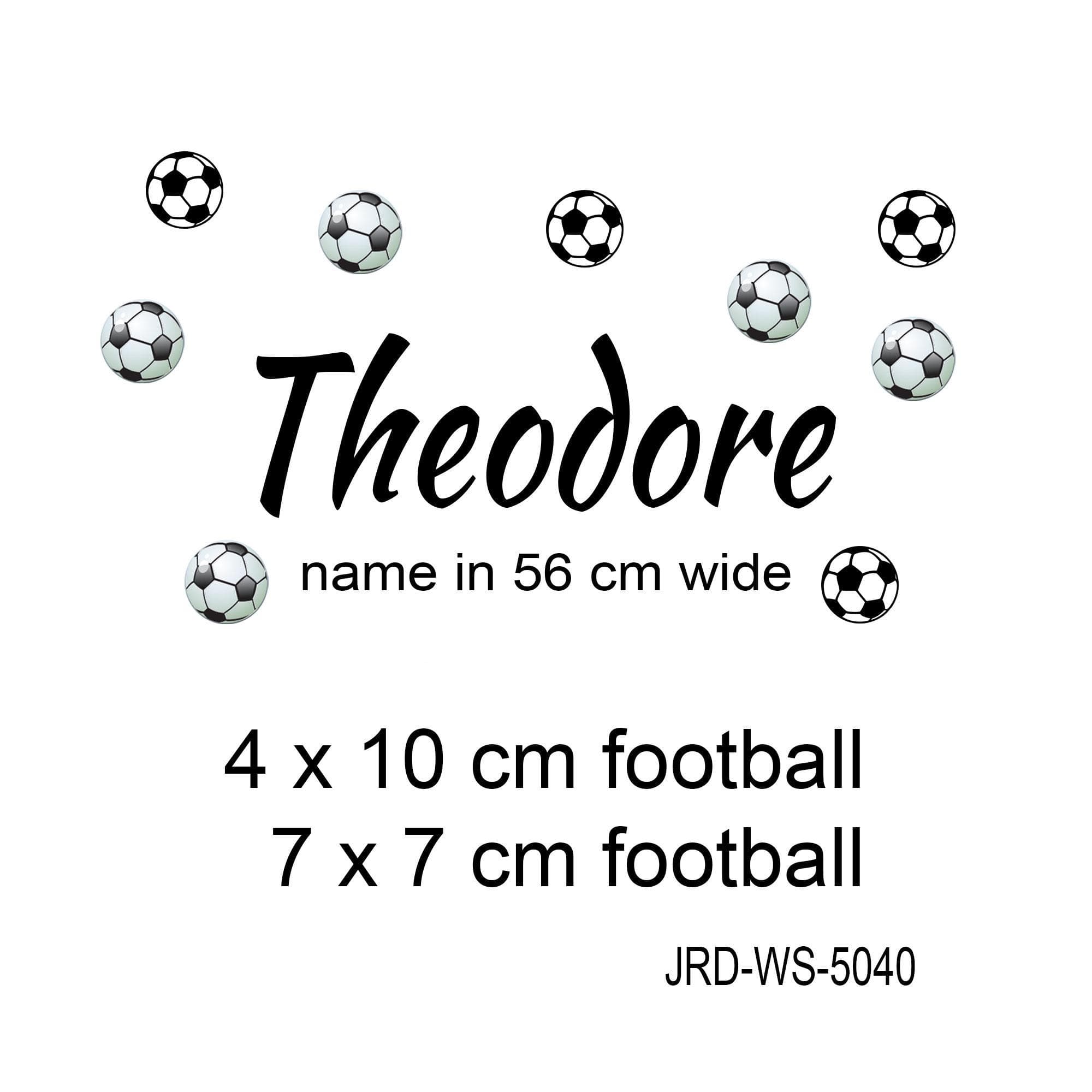 Custom Name Multi Football Wall Stickers, Sports Wall Decor, Colour Soccer Decals Print