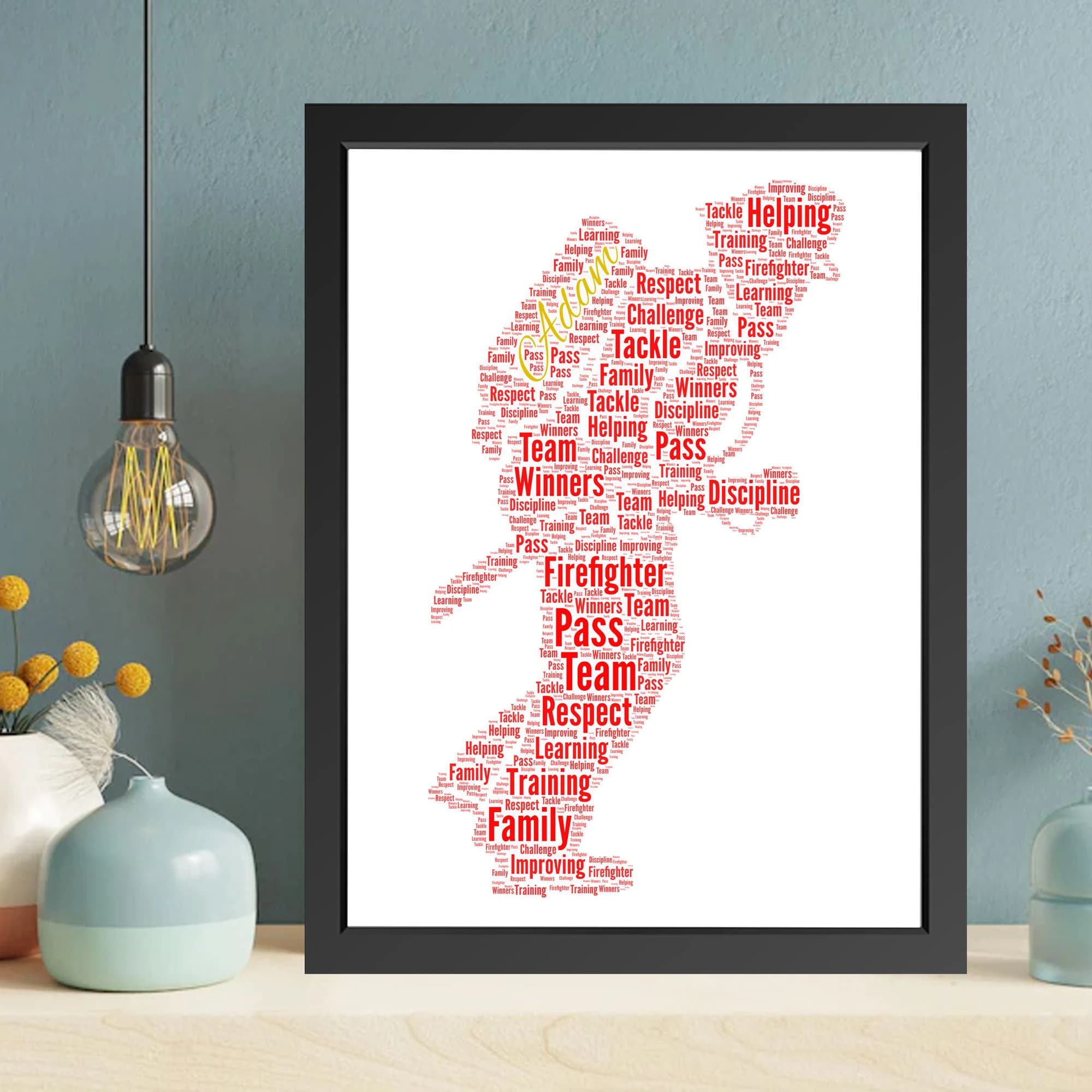 Personalised Firefighter Word Art Print, Custom Name Gift, Digital Download - image 5