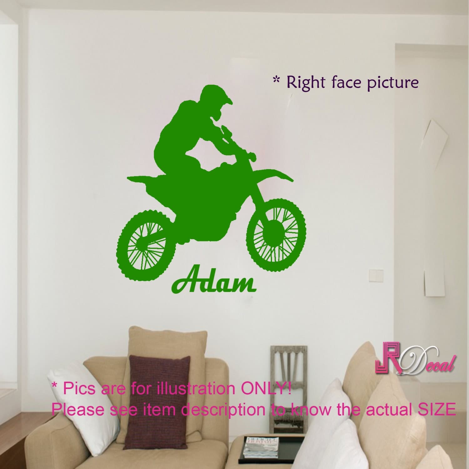 Personalized Motocross Wall Decal, Boys Room Decor
