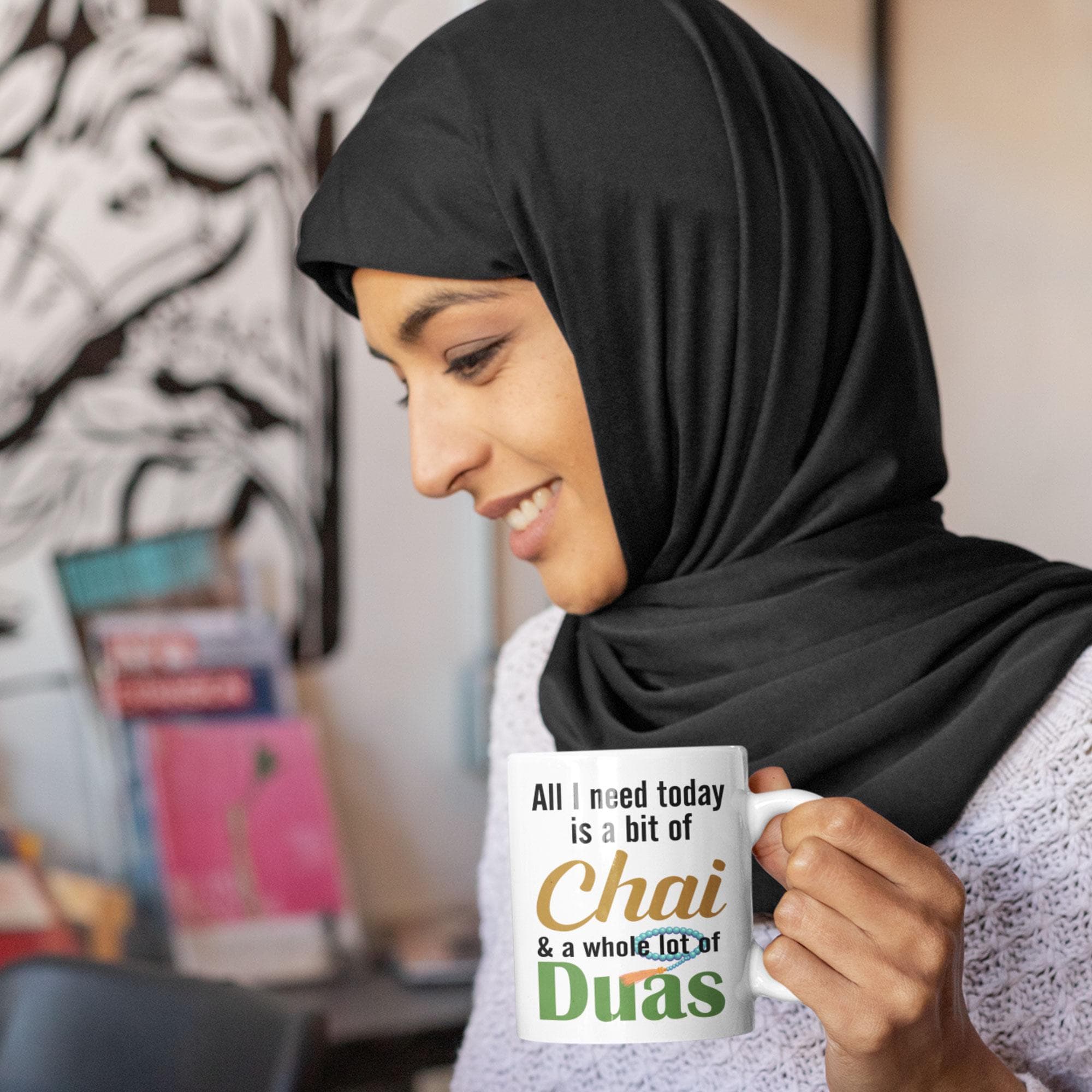 All I Need is Chai & Duas Mug – Islamic Gift for Muslims, Tea Lover Mug, Ramadan & Eid Gift, Motivational Coffee Cup for Women & Men