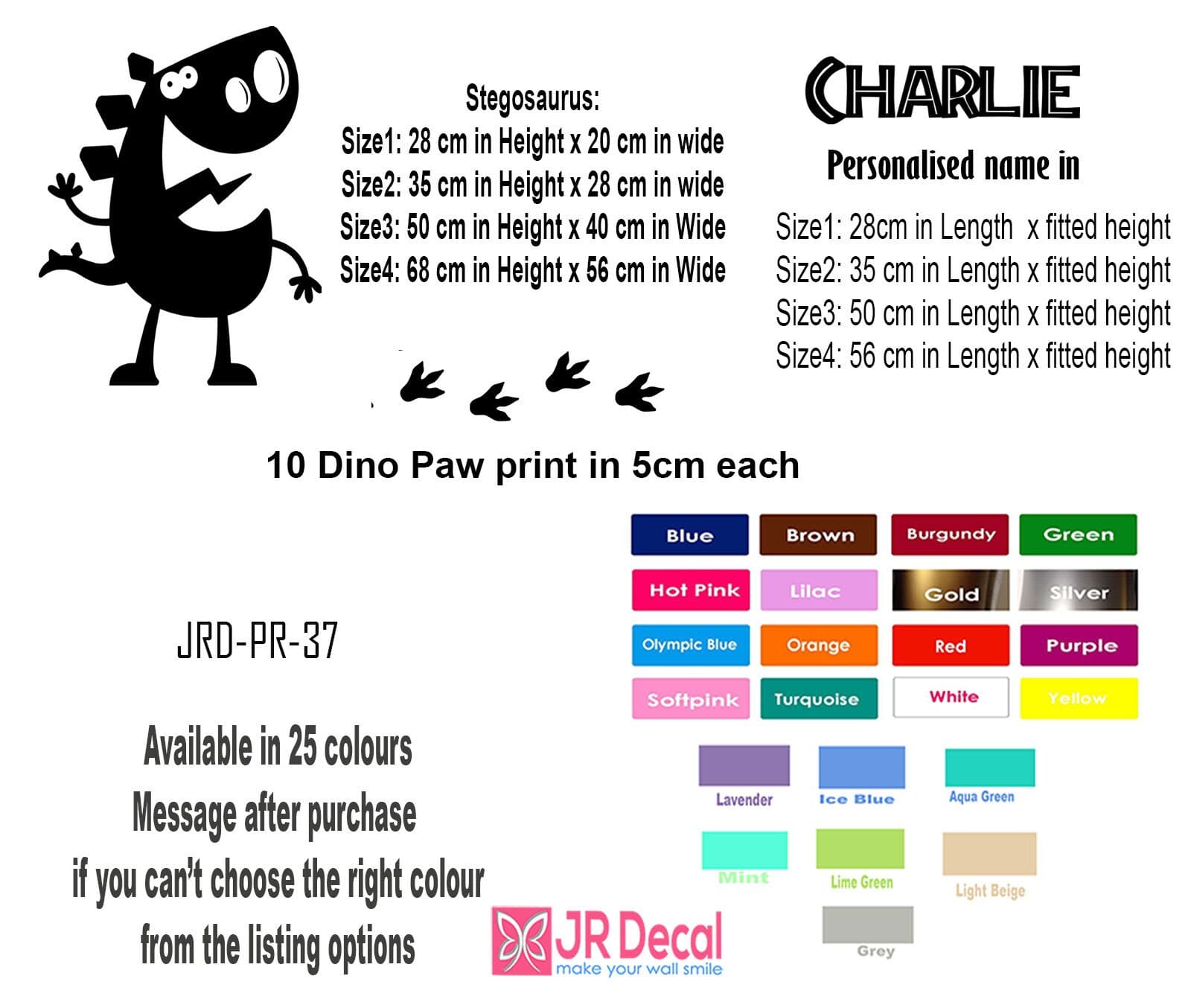 Personalized Stegosaurus Wall Decal, Dino Nursery Decor, Vinyl Wall Art - image 5