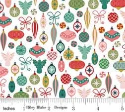 Fabric by the yard - Nutcracker Tradition Christmas Fabric Ornaments on Snow – Riley Blake Designs - image 2