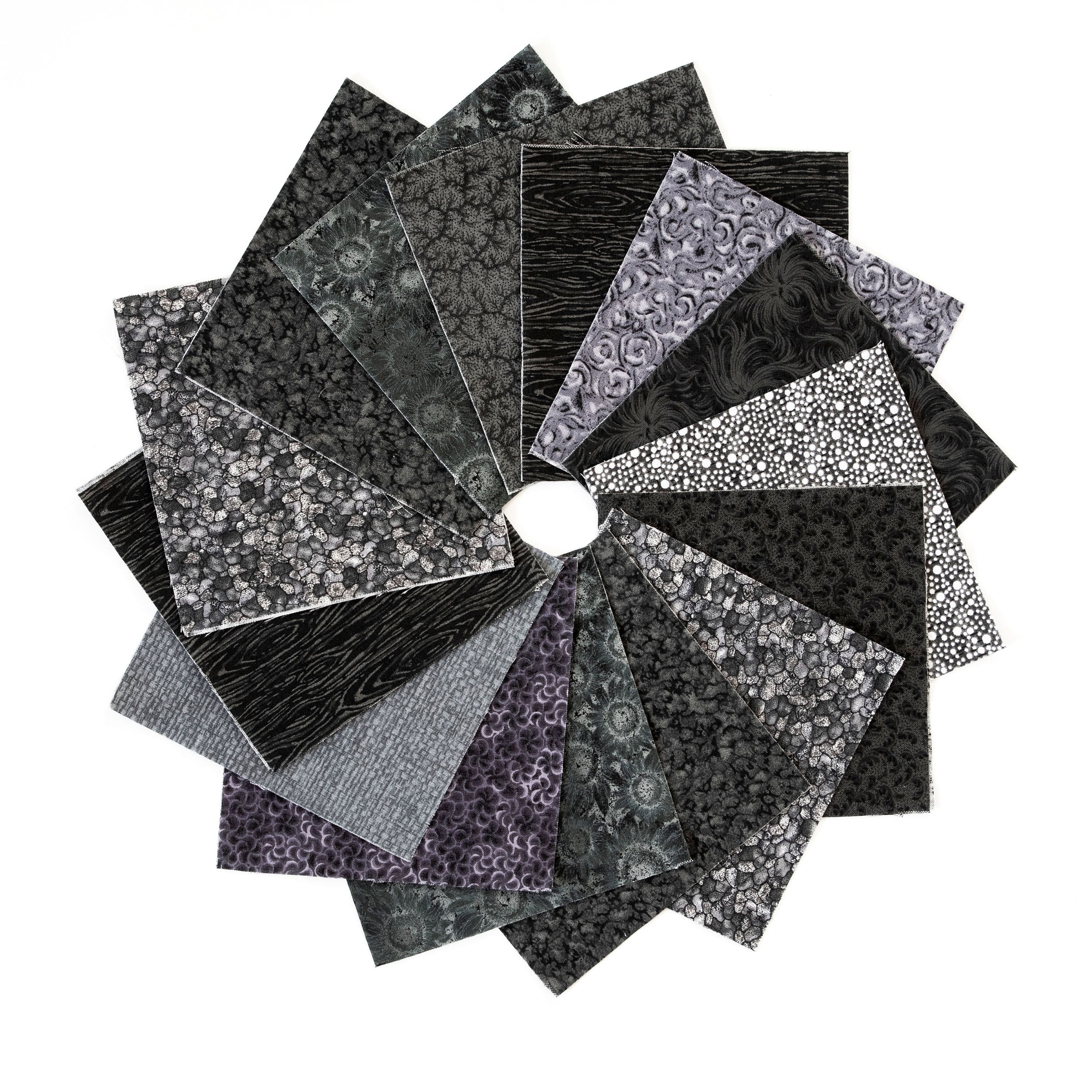It's All Black Jelly Roll 2.5 inch pre-cut 100% cotton fabric quilting strips - 18 strips tone-on-tone black fabric - image 5