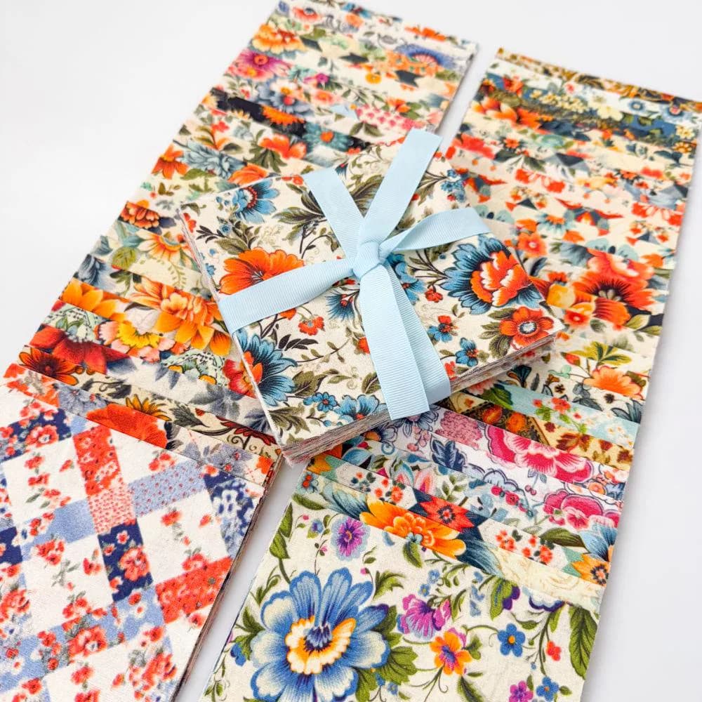 100 Cottage Floral Set #1: 102 pre cut charm pack 5" squares 100% cotton quilt fabric