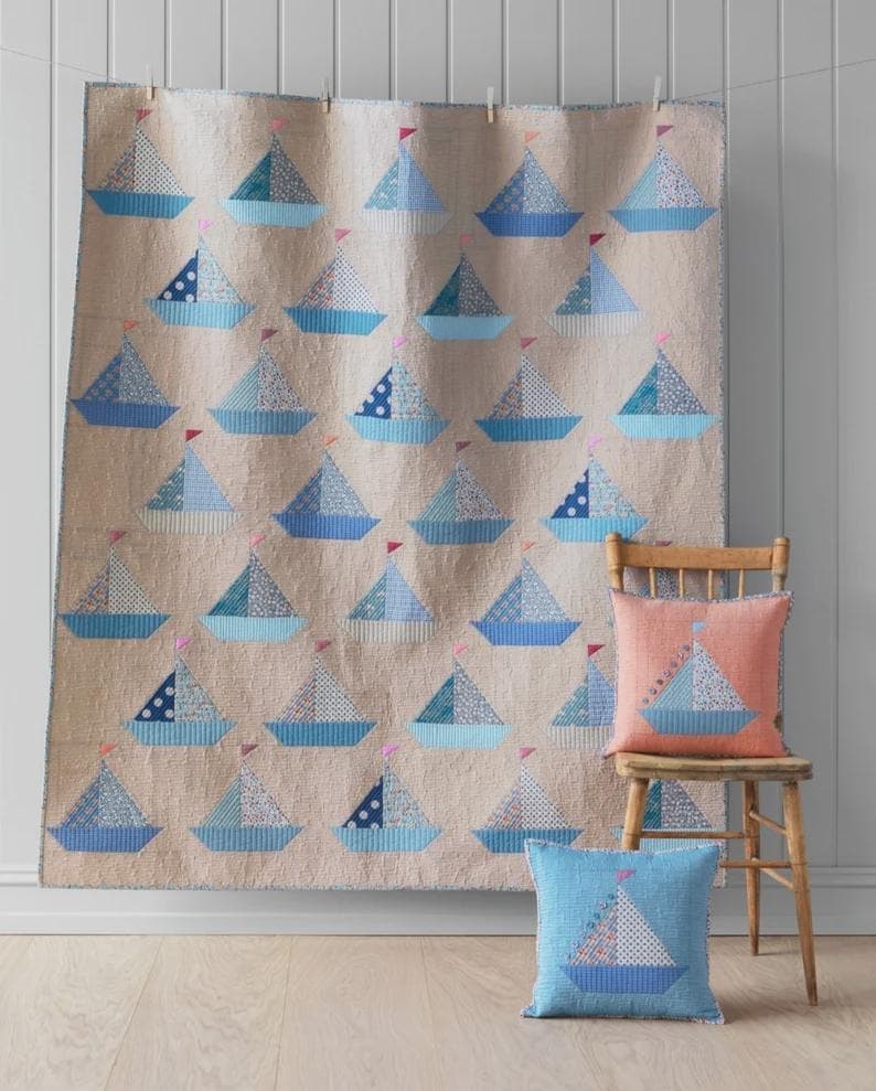 Tilda Sailboat Sew-Ready Precut Quilt Kit 58" x 68"  Pre cut quilt kit