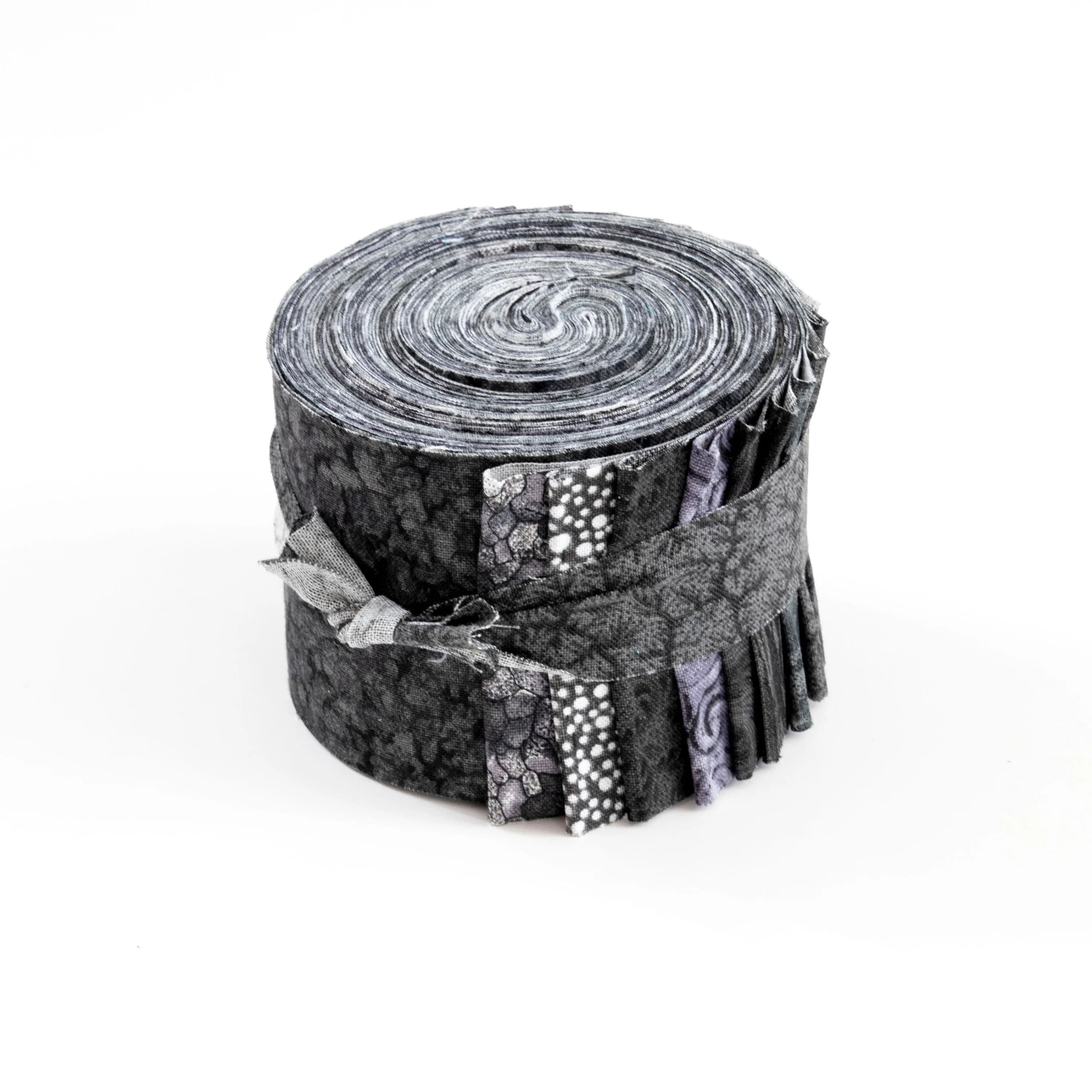 It's All Black Jelly Roll 2.5 inch pre-cut 100% cotton fabric quilting strips - 18 strips tone-on-tone black fabric - image 4