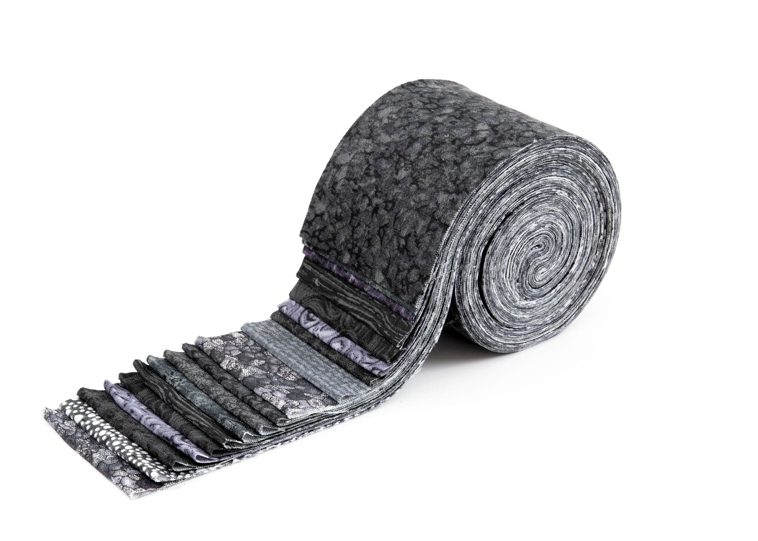It's All Black Jelly Roll 2.5 inch pre-cut 100% cotton fabric quilting strips - 18 strips tone-on-tone black fabric