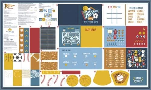 All Star Activity Book Panel  Mult 20859 11 Moda  - Cut & Sew Doll Panel Stacey Hsu Quiet Book