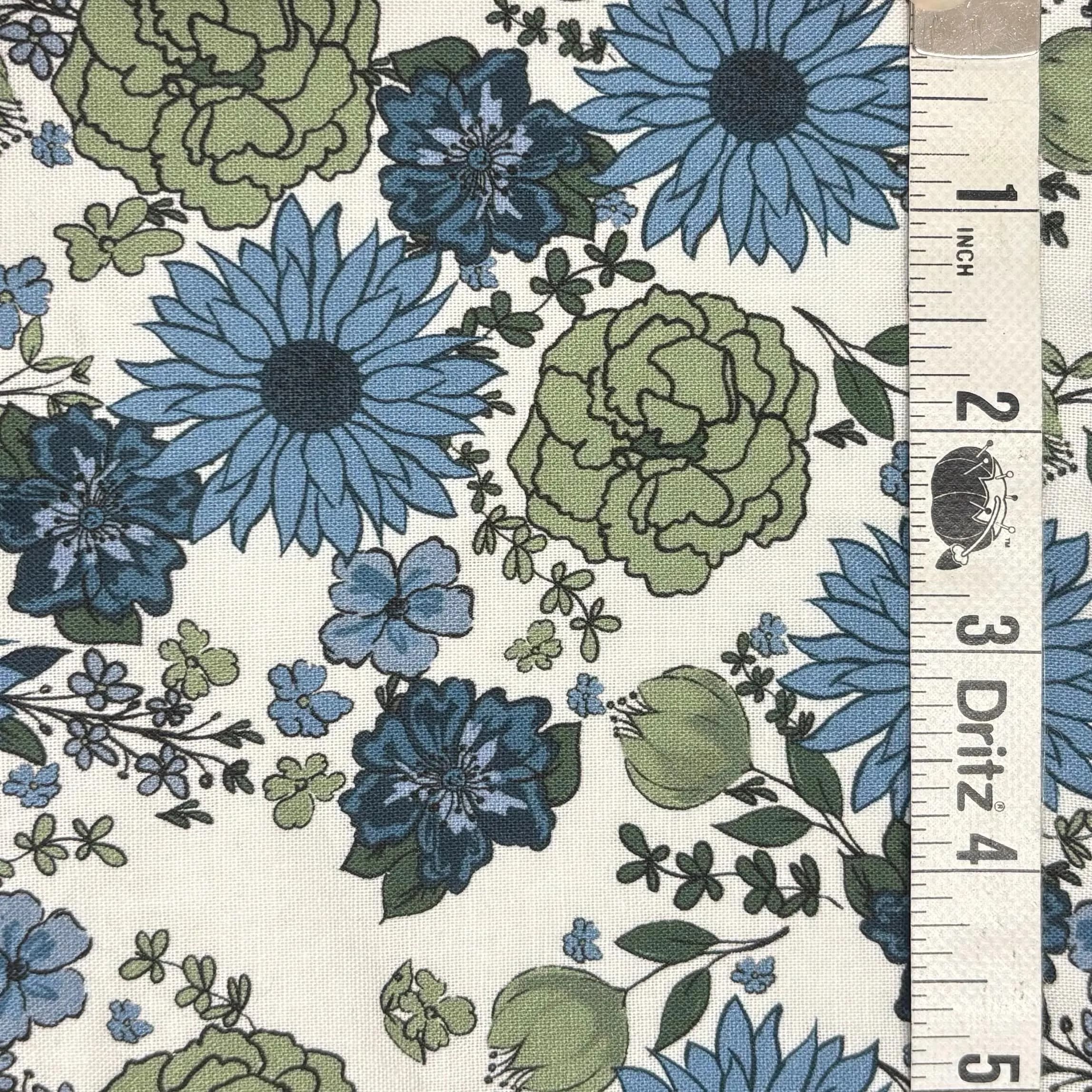 Fabric by the yard - Blue and Green Florals from the Apple Cider Juniper Collection