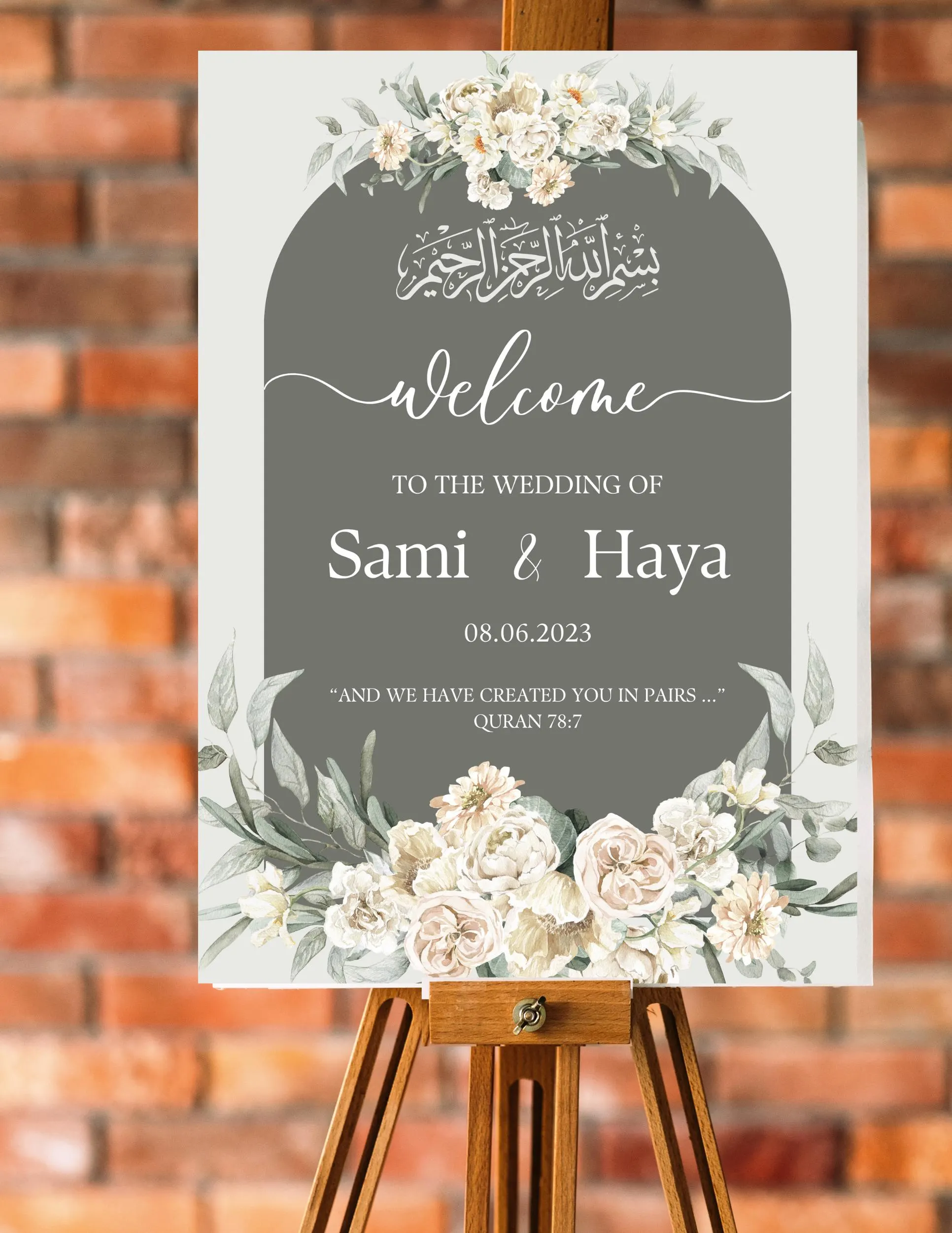 5 in 1, Muslim wedding printable bundle, Wedding sign, Invitations, Table numbers, program, Digital Download - image 3