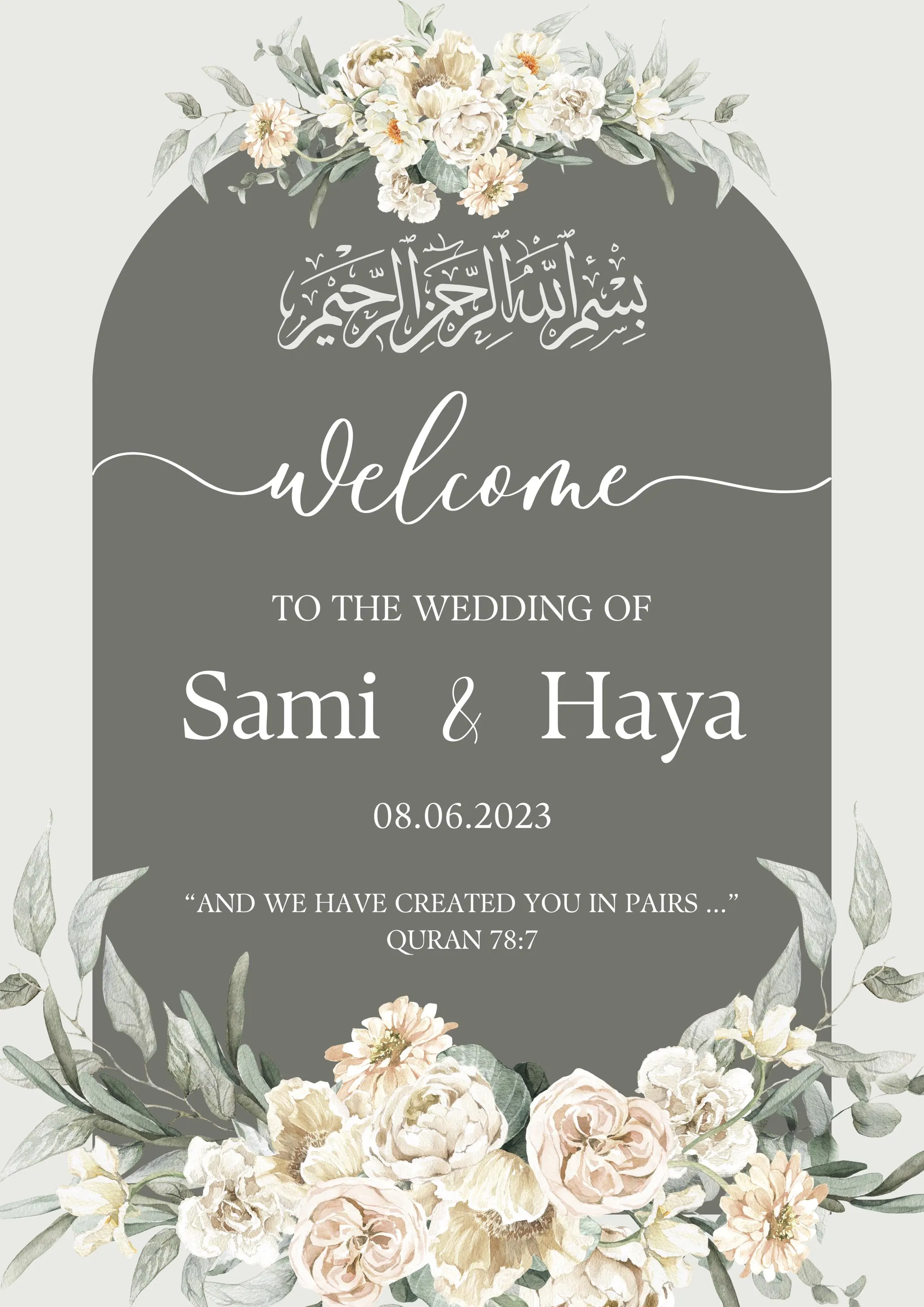 5 in 1, Muslim wedding printable bundle, Wedding sign, Invitations, Table numbers, program, Digital Download - image 4