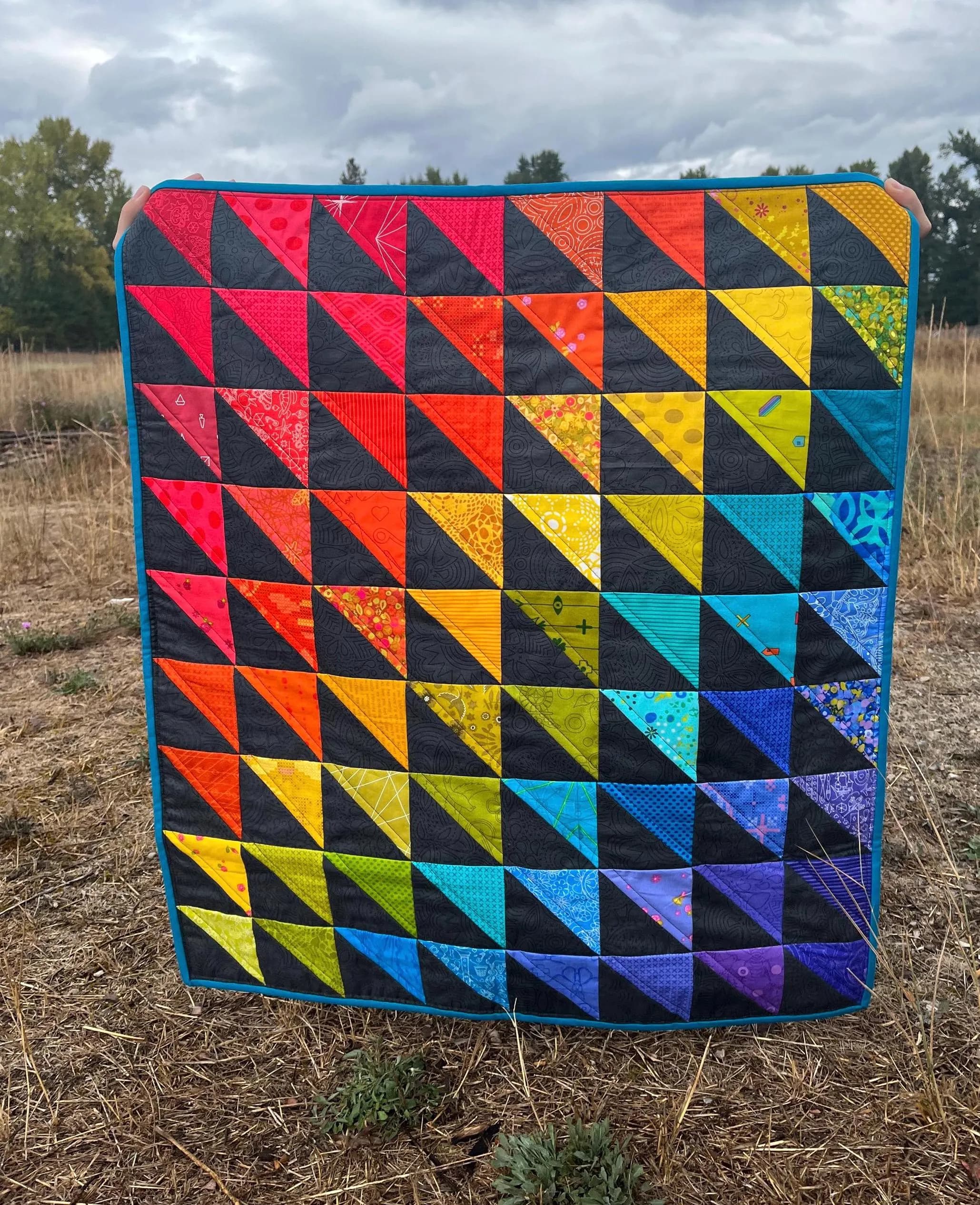 Handmade Rainbow Baby Quilt measures approximately- Modern Heirloom quilt, premie, cat, dog quilt