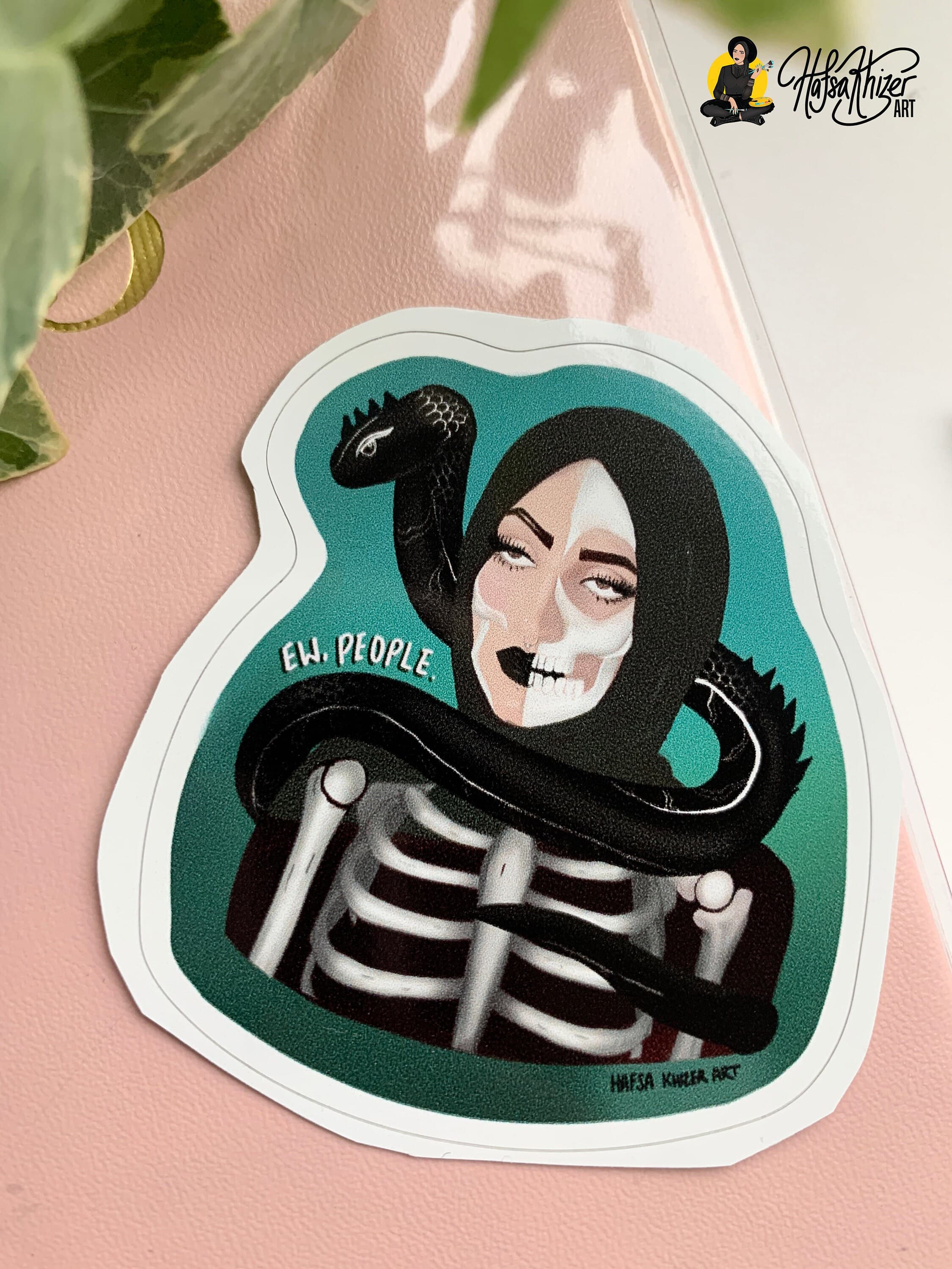 Alternative muslimah Hijabi skull and snake Sticker: Muslim Feminist Art - image 3
