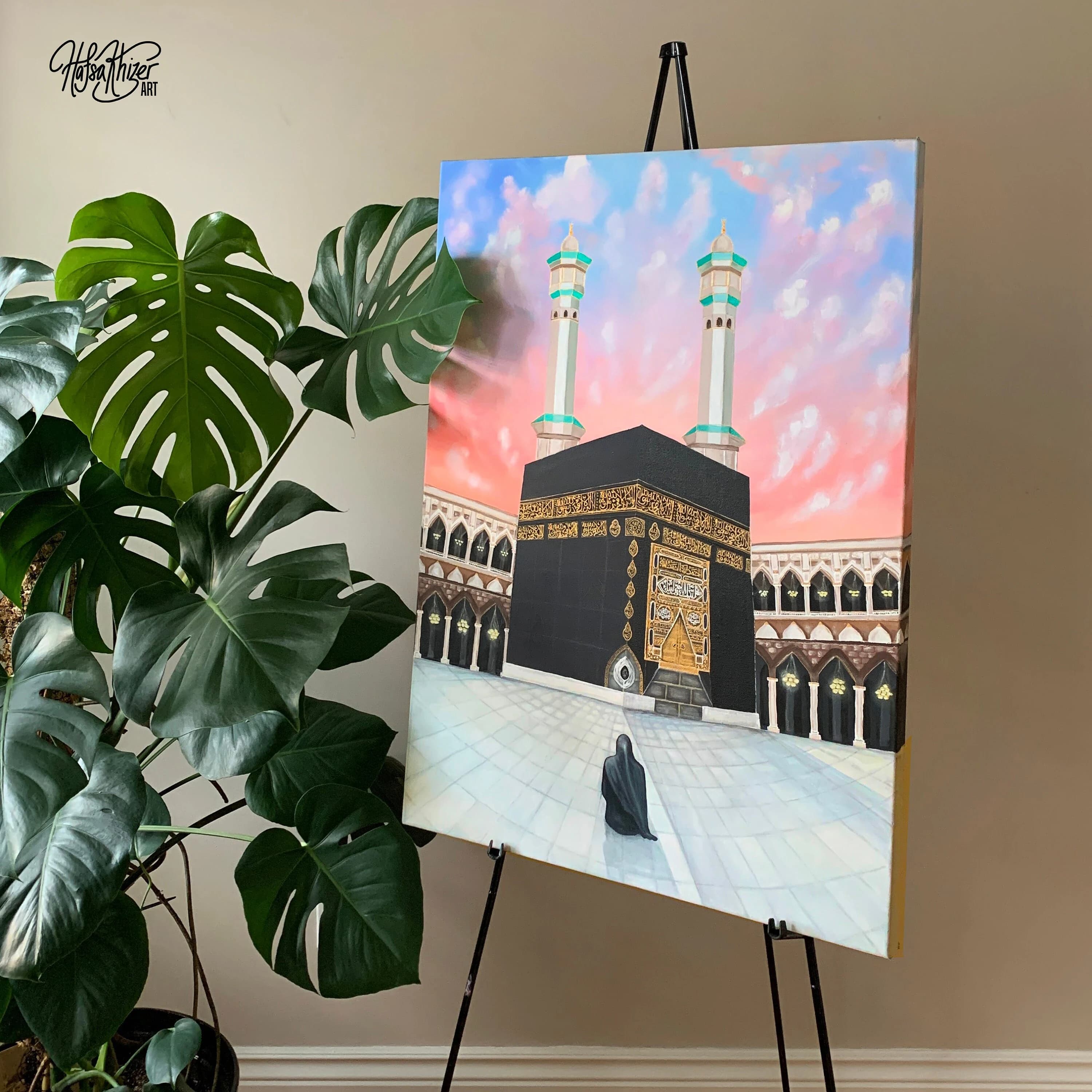 Kaaba Islamic Art Print: Woman in Hijab, Hajj & Umrah Gift Ramadan gift