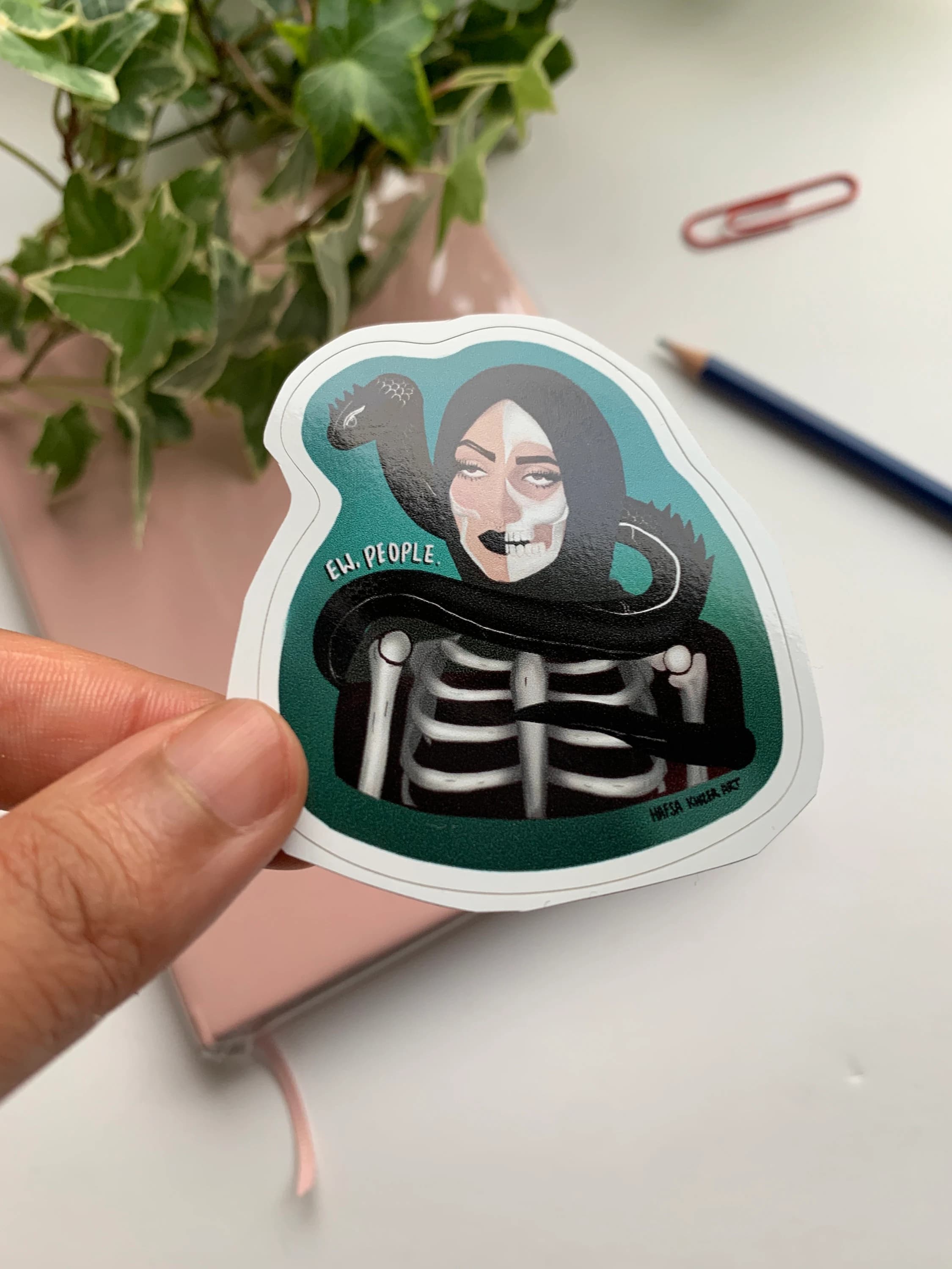 Alternative muslimah Hijabi skull and snake Sticker: Muslim Feminist Art - image 4