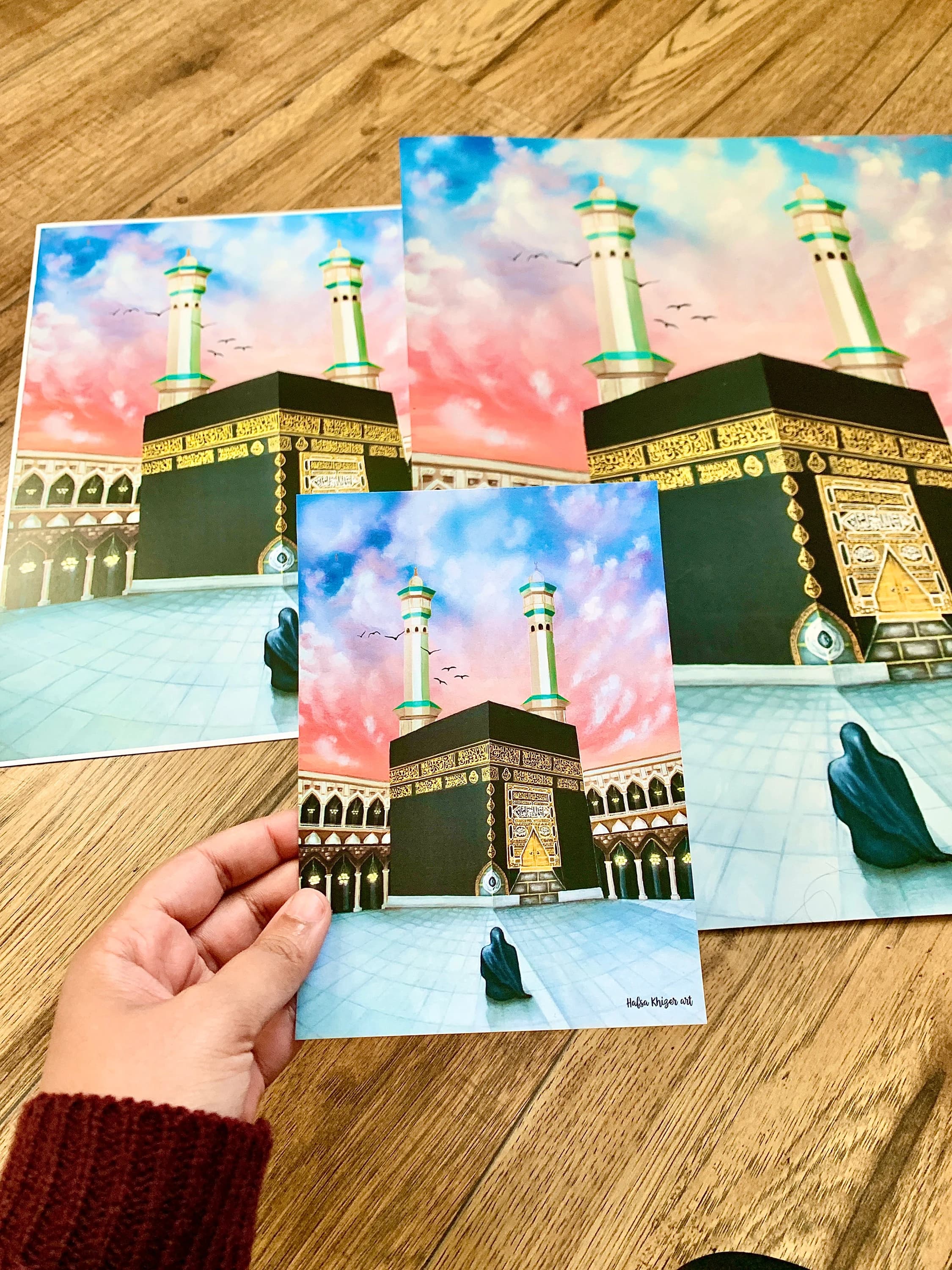 Kaaba Islamic Art Print: Woman in Hijab, Hajj & Umrah Gift Ramadan gift - image 3