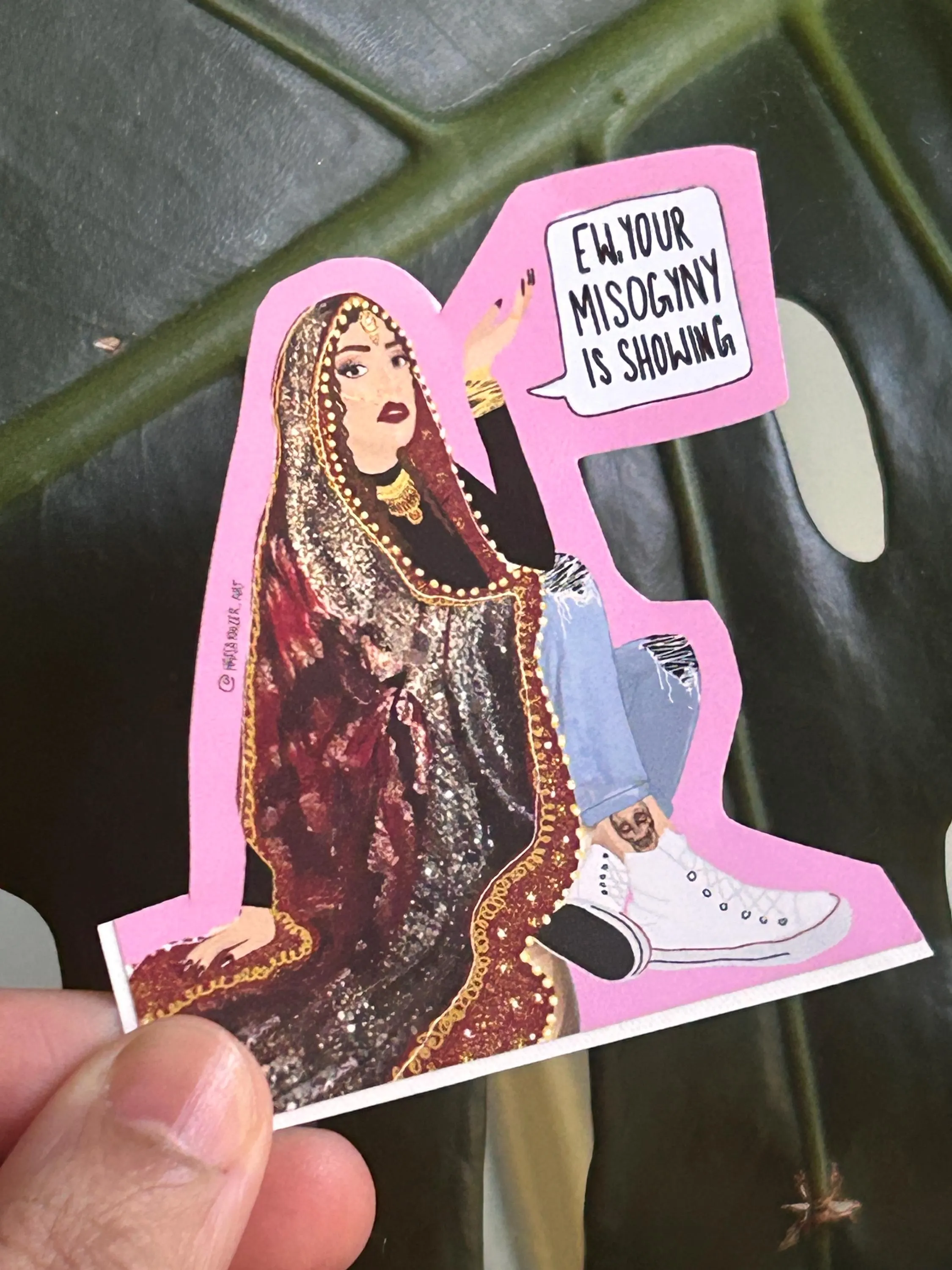 Brown feminist art patriarchy sticker, desi brown girl, south asian, desi bride POC laptop sticker, intersectional feminist Waterproof Vinyl - image 3