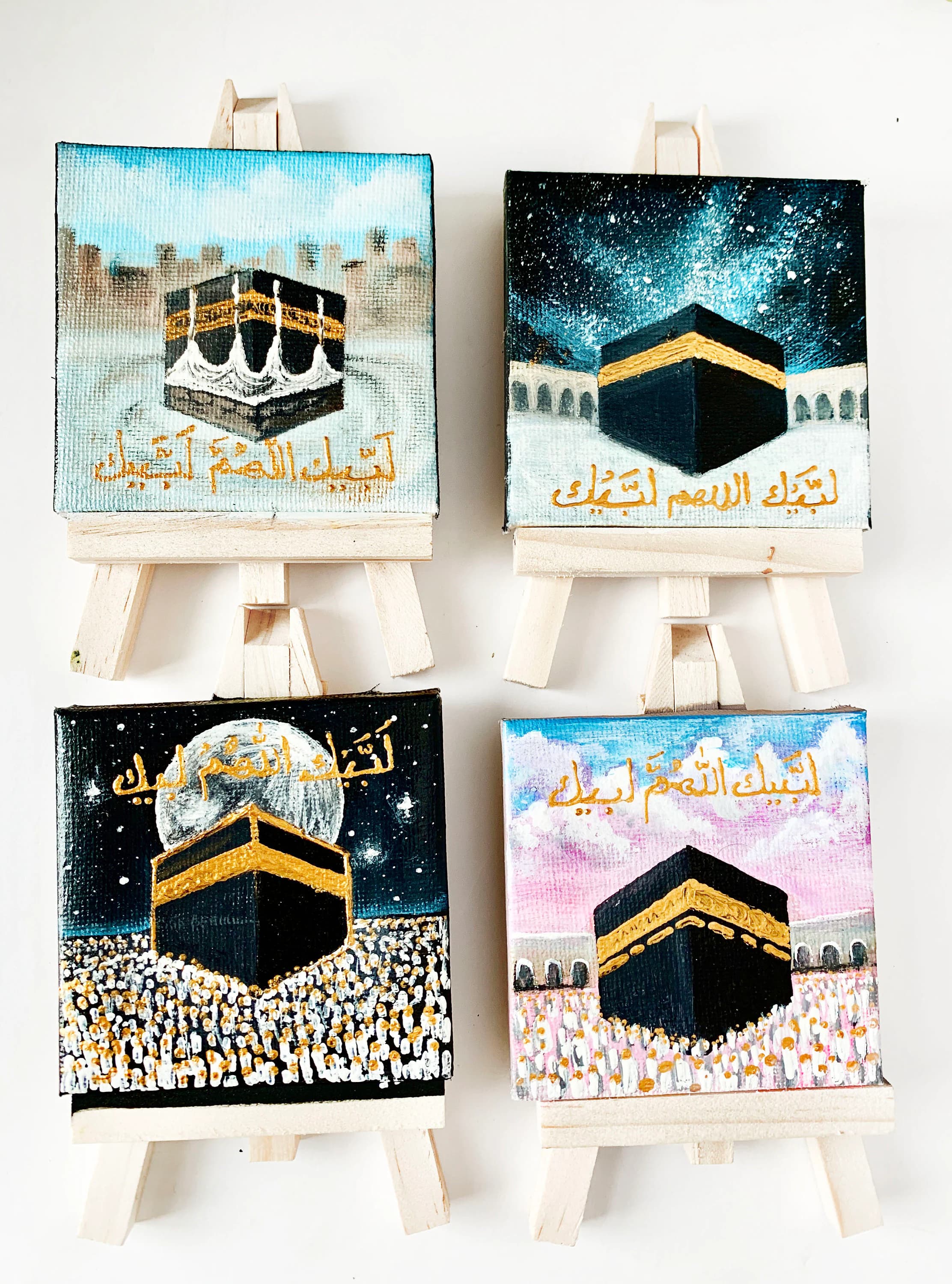 Kaaba Painting: Islamic Mini Canvas Art with Easel - image 5