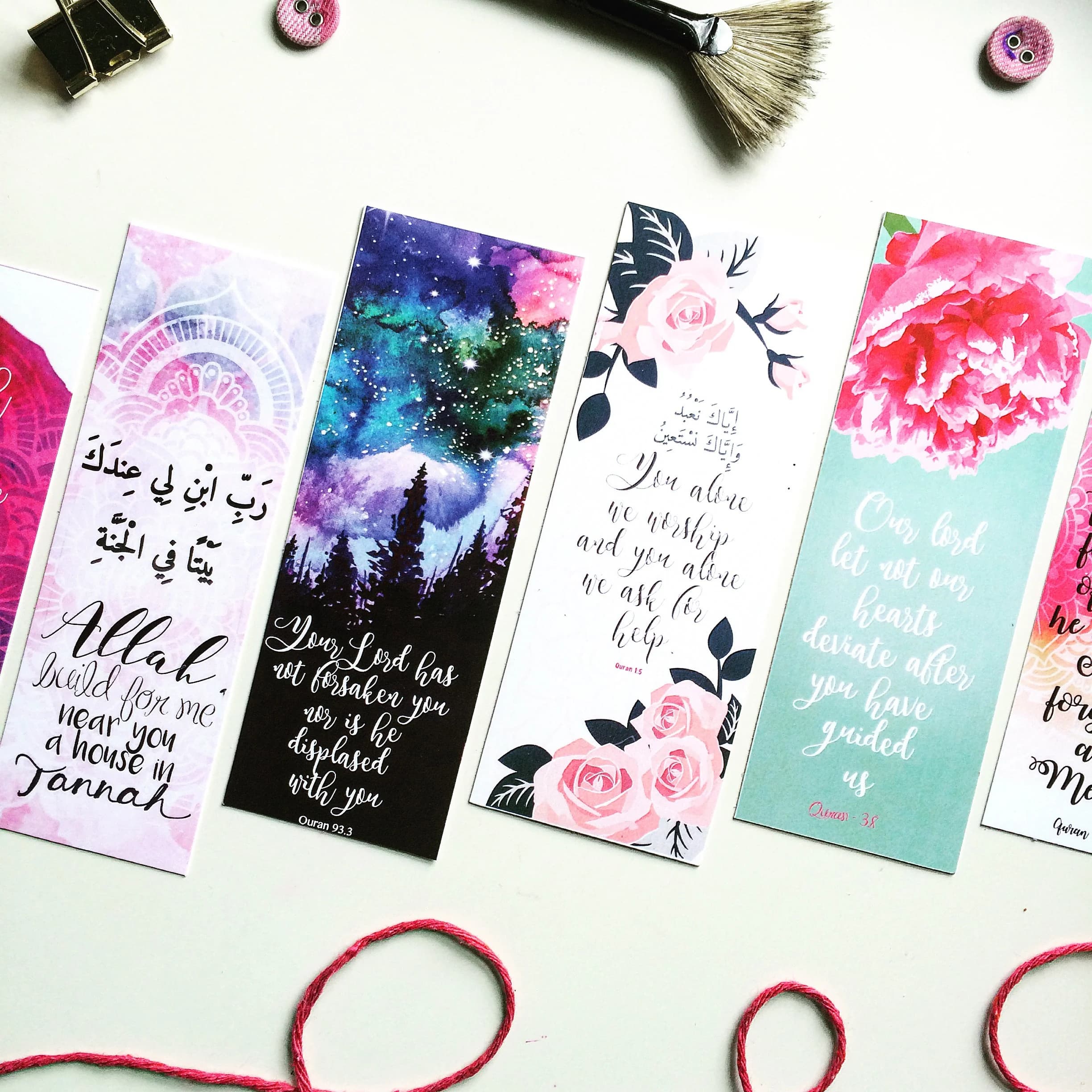 islamic bookmark set, floral quran paper bookmarks, Islamic party favors - image 3