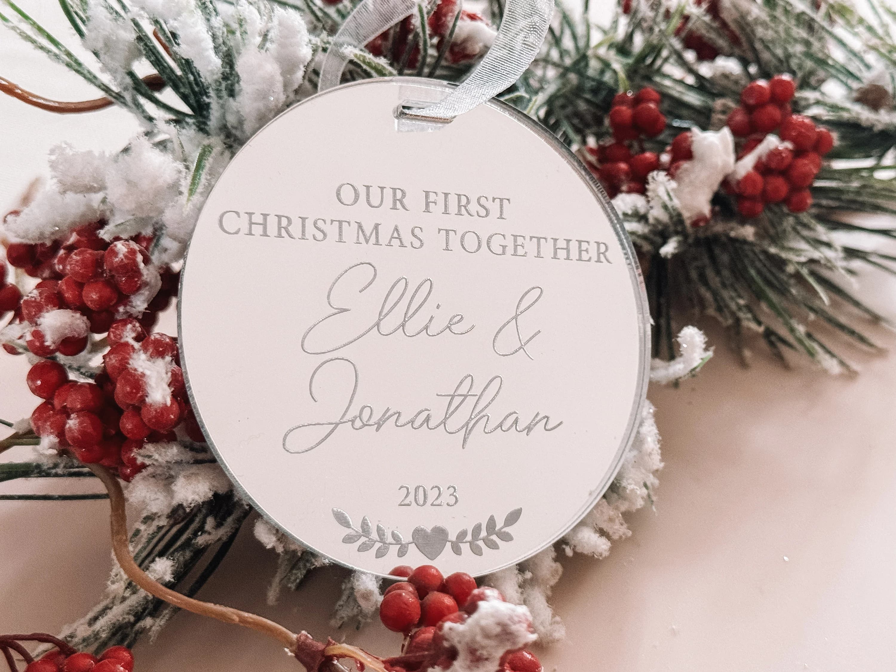 Luxury Mirror Acrylic Our First Christmas Together Personalised Ornament Bauble Decoration