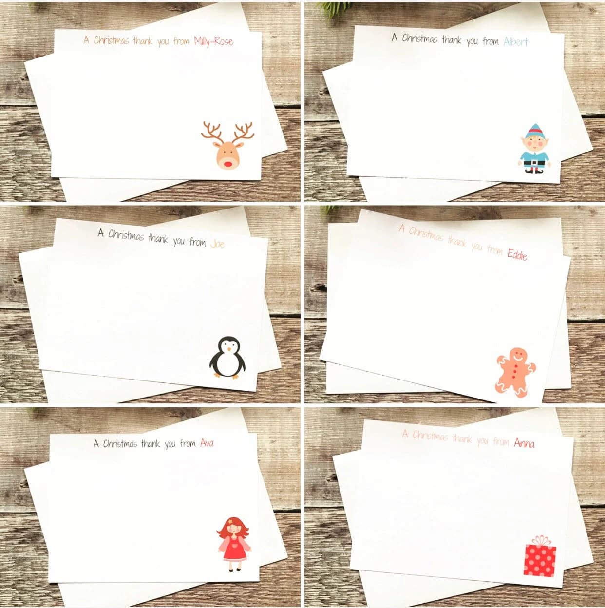 10 Personalised Christmas Thank You Notecards - image 3