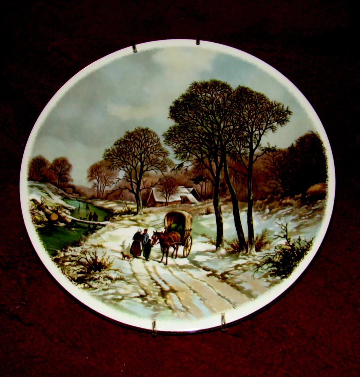 Vintage Winter Painting  Scene Royal Vale Decorative COLLECTOR'S Plate  England - image 3