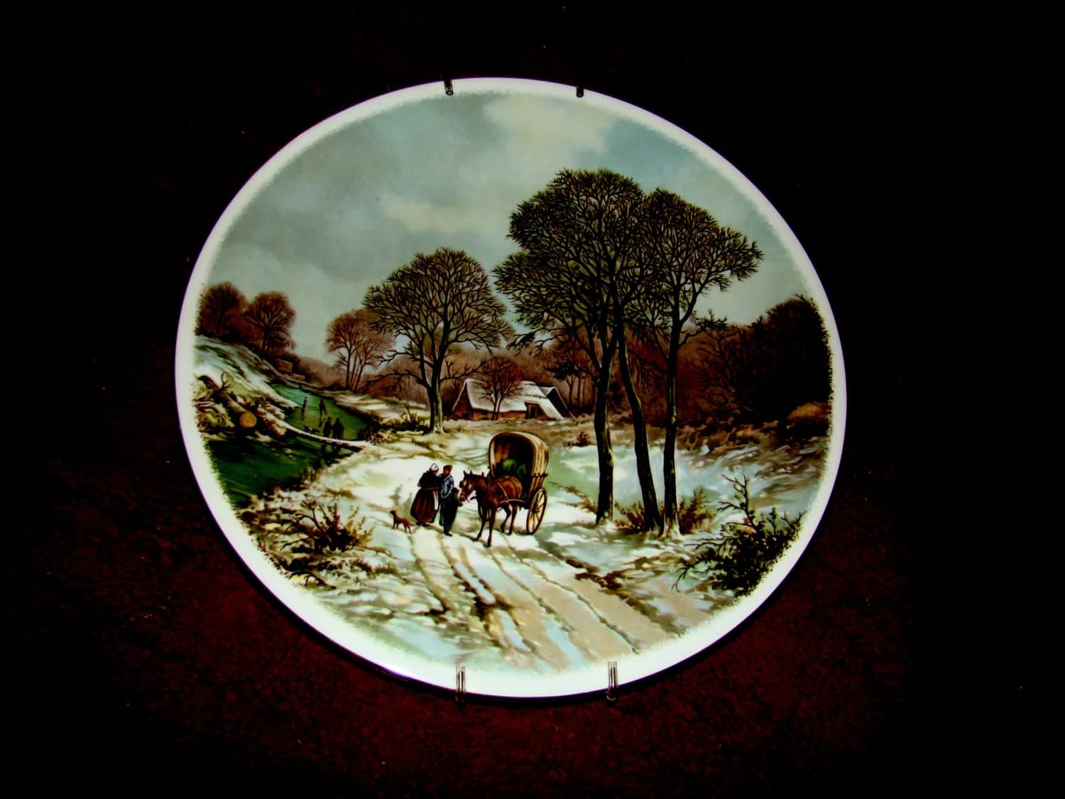 Vintage Winter Painting  Scene Royal Vale Decorative COLLECTOR'S Plate  England - image 2