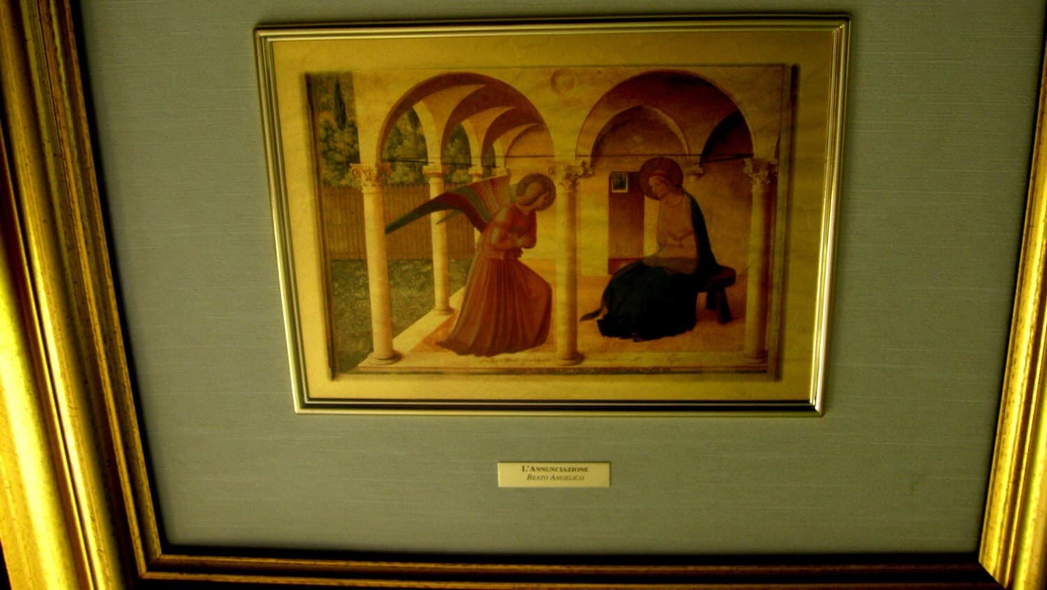 Stunning Rare Vintage Italian Renaissance 23 Gold Leaf Miniature reproduction AFTER Beato Angelico L'Annunciazione -  The Annunciation