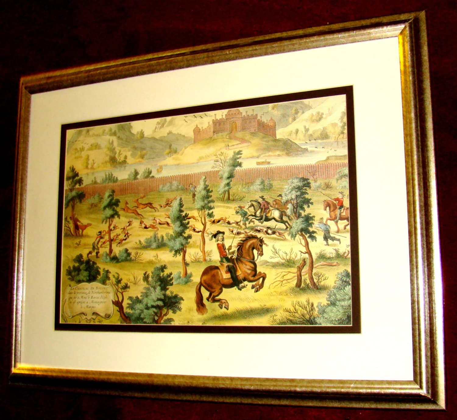 Lithograph AFTER Antique Equestrian Painting by Abraham van Diepenbeeck Rare Large Framed Vintage Very Detailed Stunning Reproduction