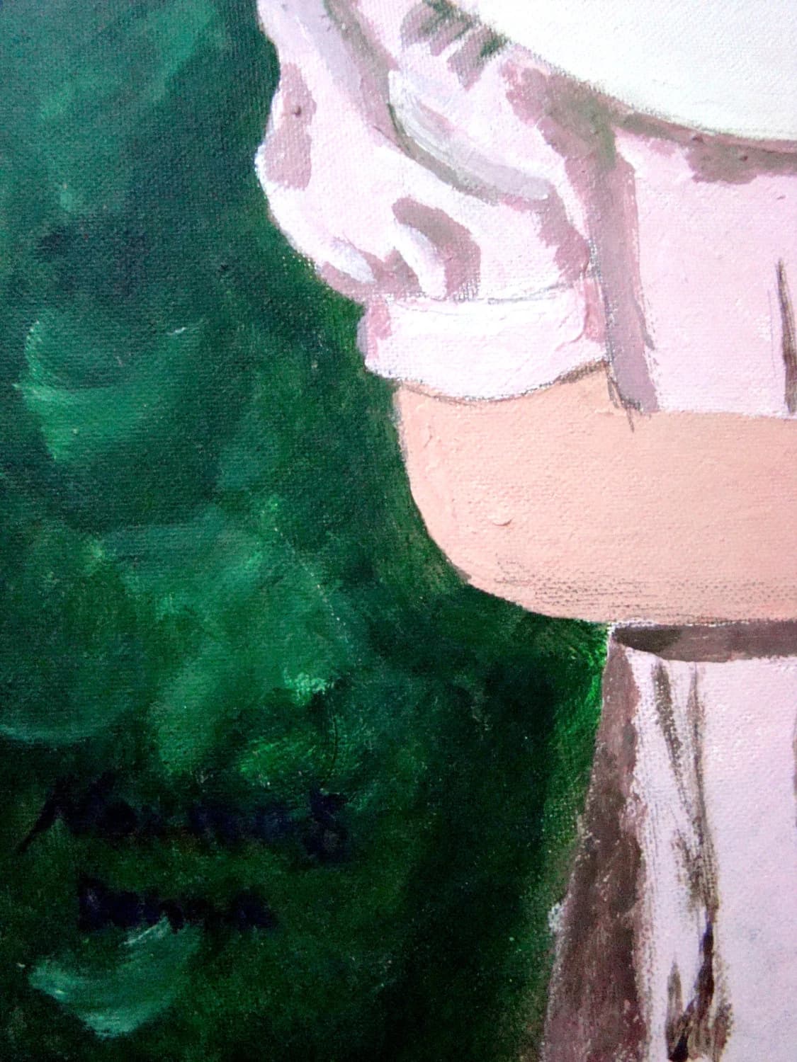 Original Oil on Canvas Artist Board Portrait Painting of a Girl with a Beautiful Rose, signed by the artist - image 5