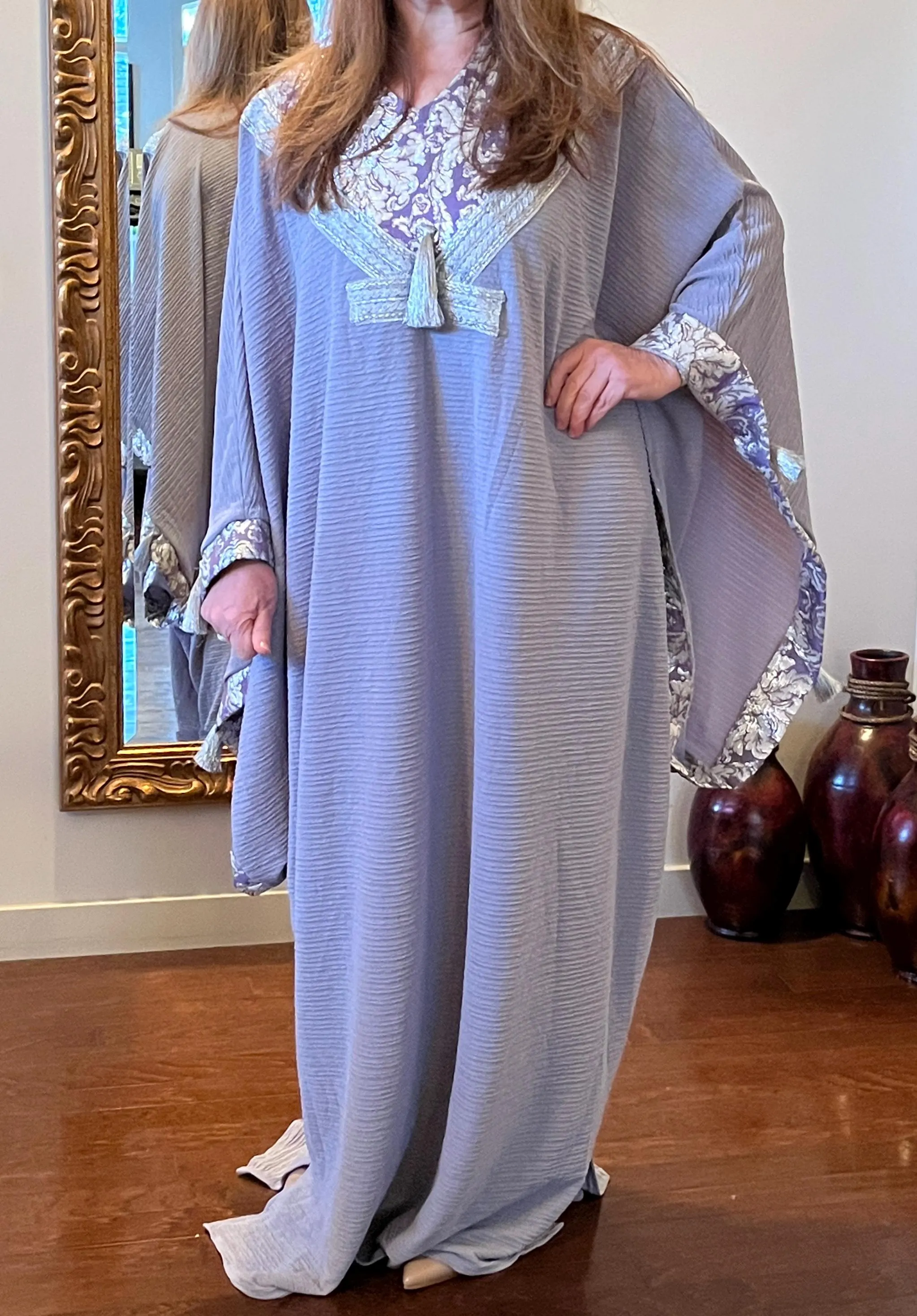 Light Periwinkle Purple Long Kaftan Abaya
