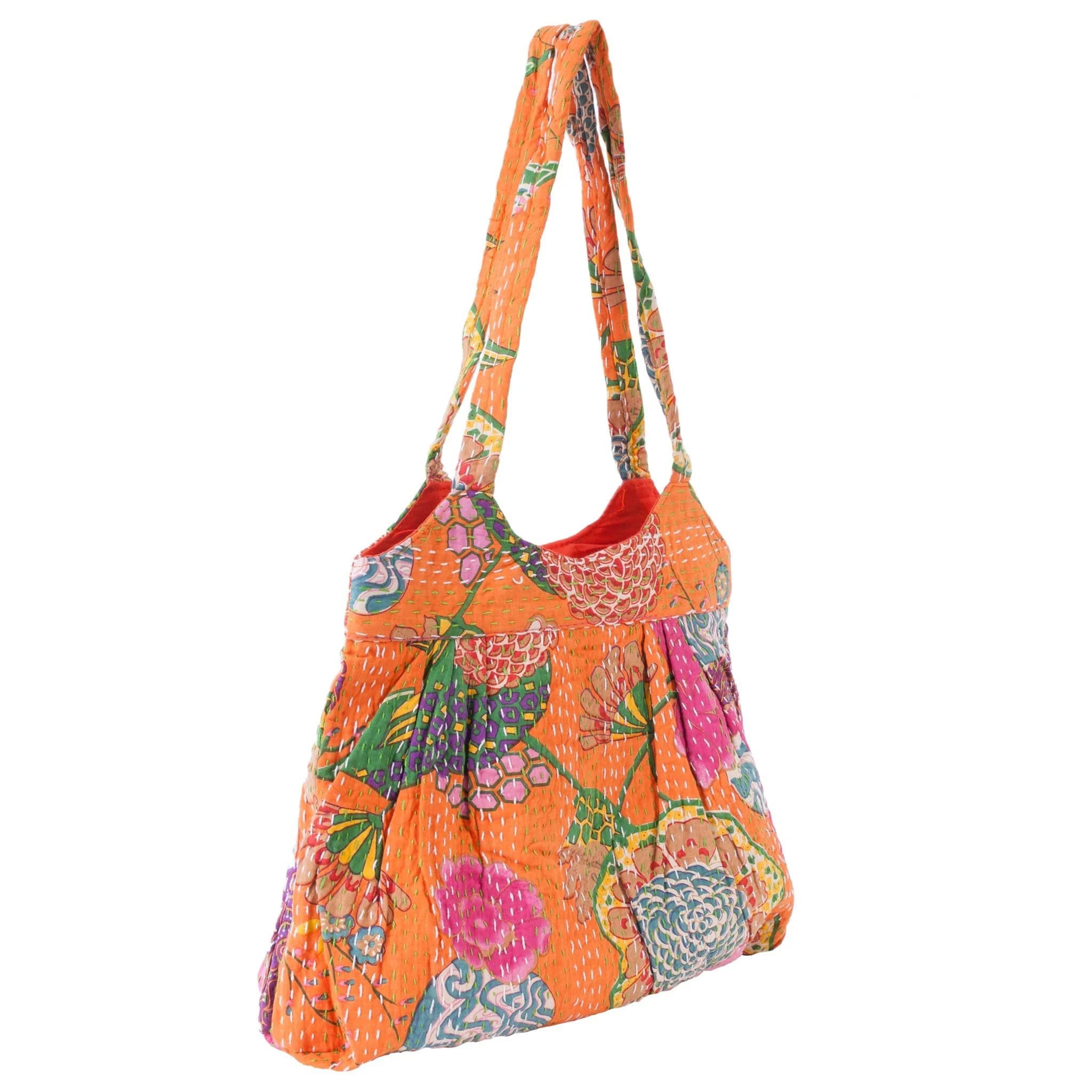 Embroidered Orange Floral Bag